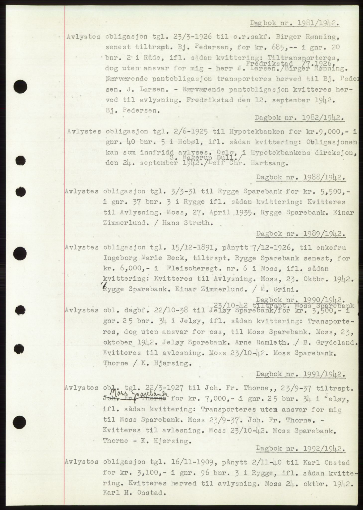 Moss sorenskriveri, SAO/A-10168: Pantebok nr. C10, 1938-1950, Dagboknr: 1981/1942