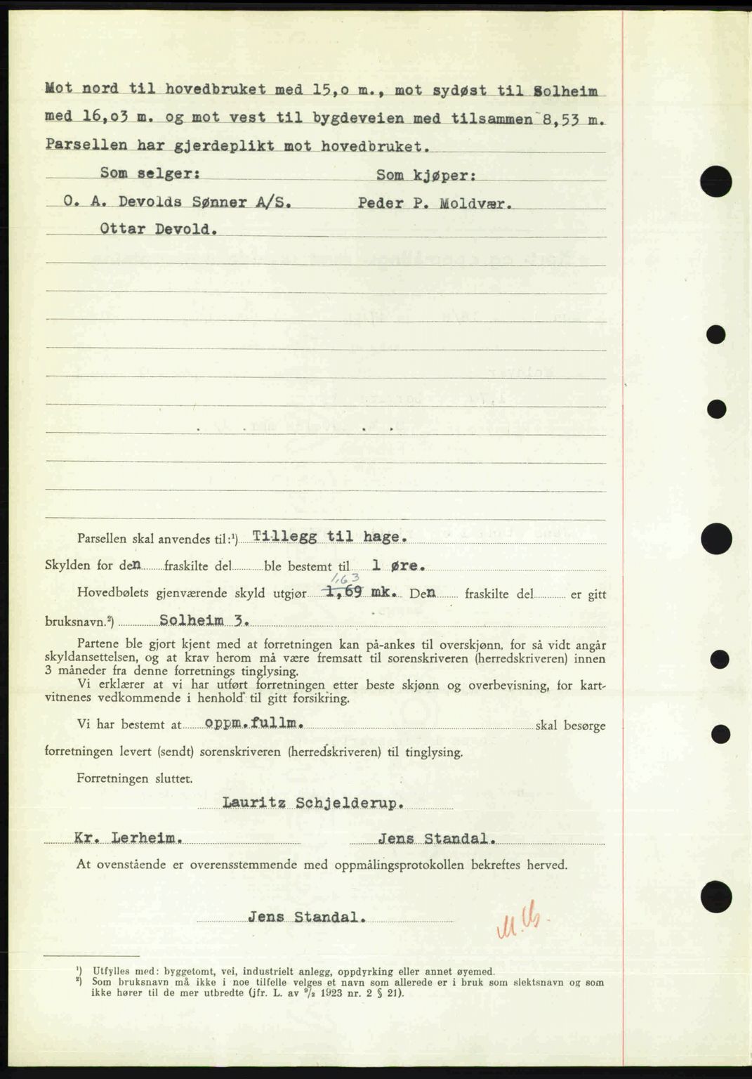 Nordre Sunnmøre sorenskriveri, AV/SAT-A-0006/1/2/2C/2Ca: Pantebok nr. A25, 1947-1947, Dagboknr: 1506/1947