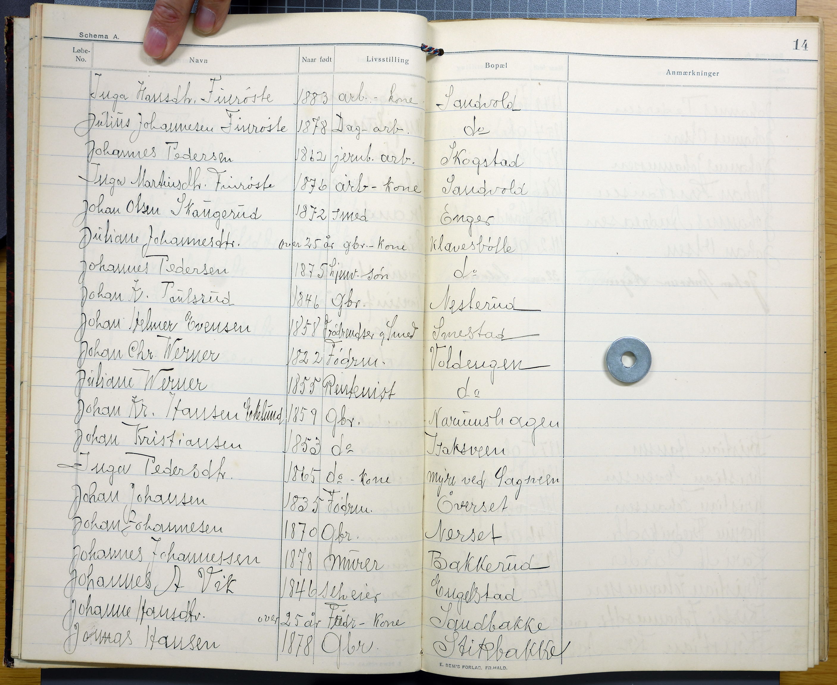 Vestre Toten kommunearkiv*, KVT/-/-/-: Utkast til manntall over stemmeberettigede innbyggere i Vestre Toten valgsokn, 1909, s. 14