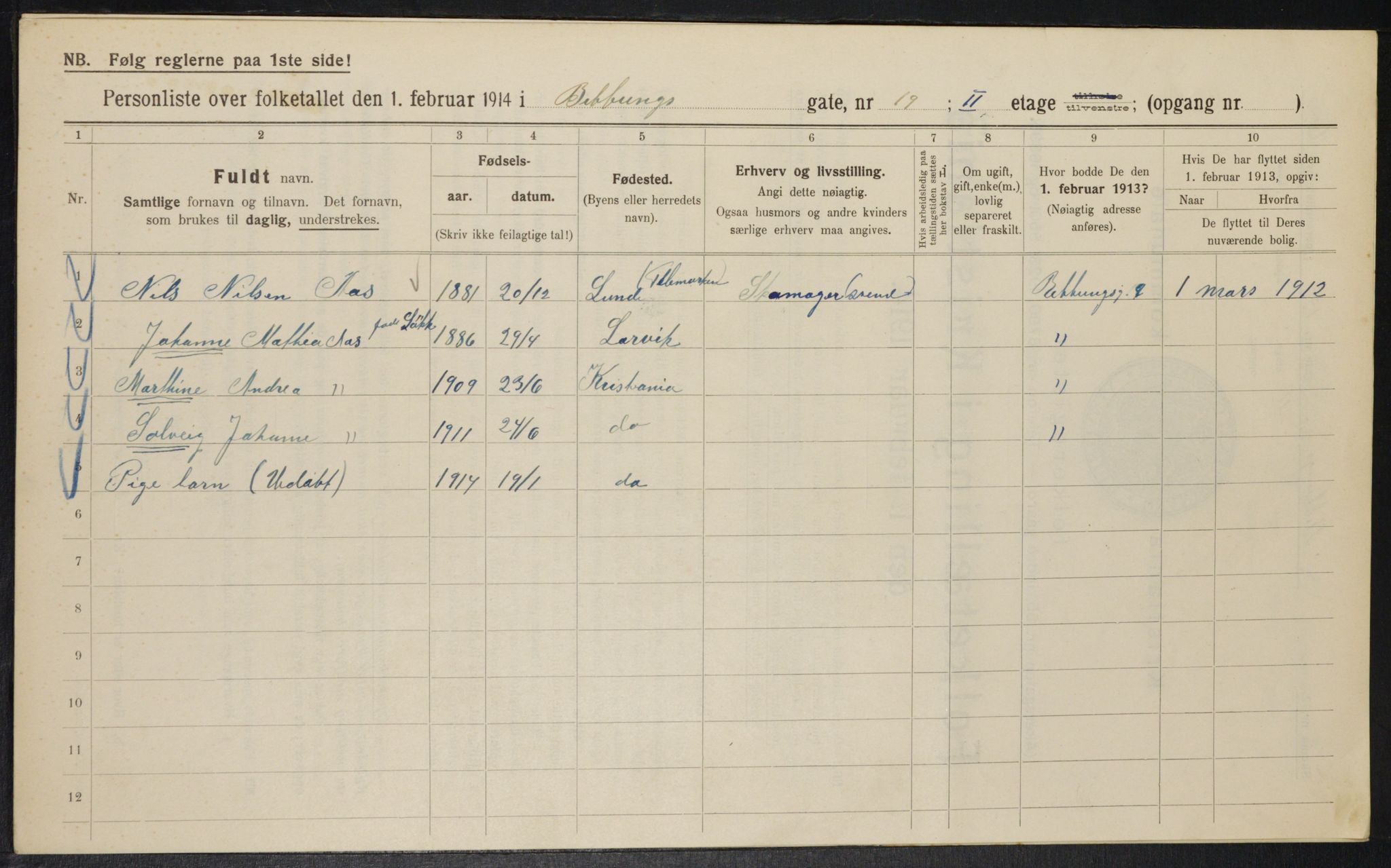 OBA, Kommunal folketelling 1.2.1914 for Kristiania, 1914, s. 82933