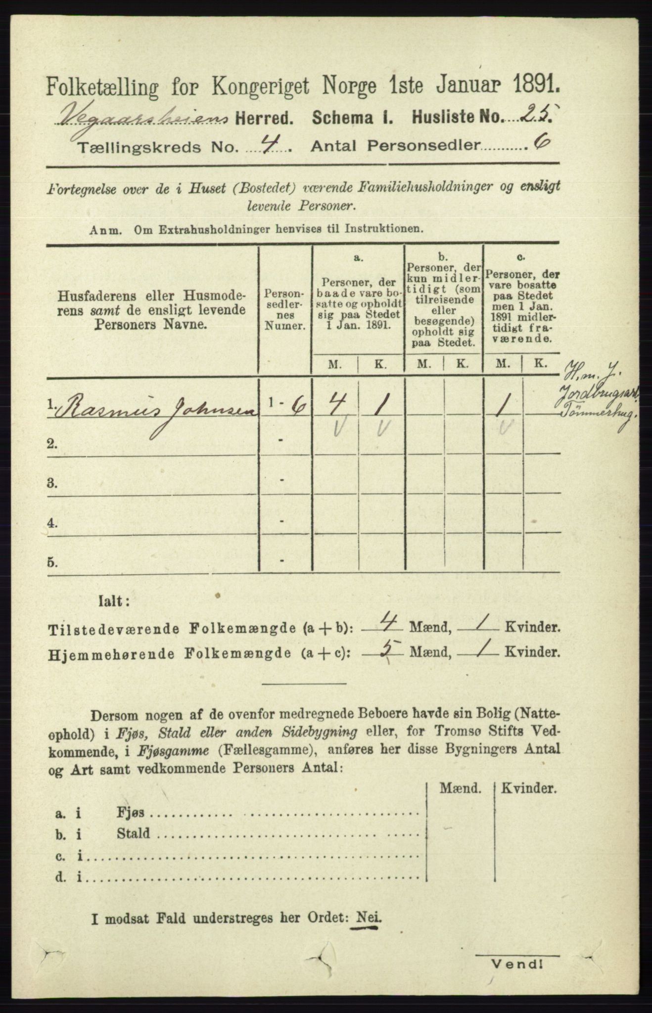 RA, Folketelling 1891 for 0912 Vegårshei herred, 1891, s. 754