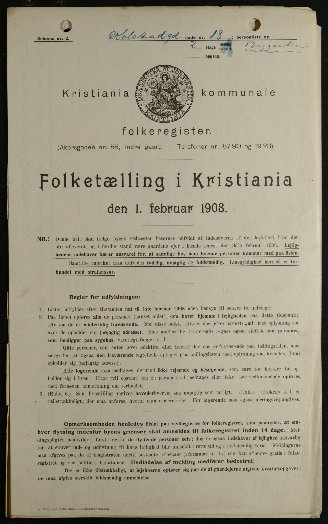 OBA, Kommunal folketelling 1.2.1908 for Kristiania kjøpstad, 1908, s. 46878