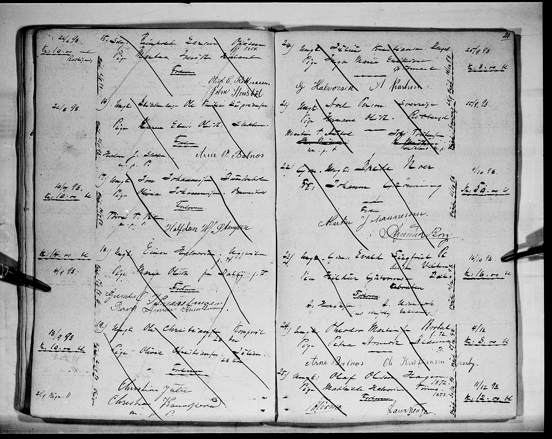 Hof prestekontor, AV/SAH-PREST-038/I/Ie: Lysningsprotokoll nr. II 1A, 1891-1910, s. 21