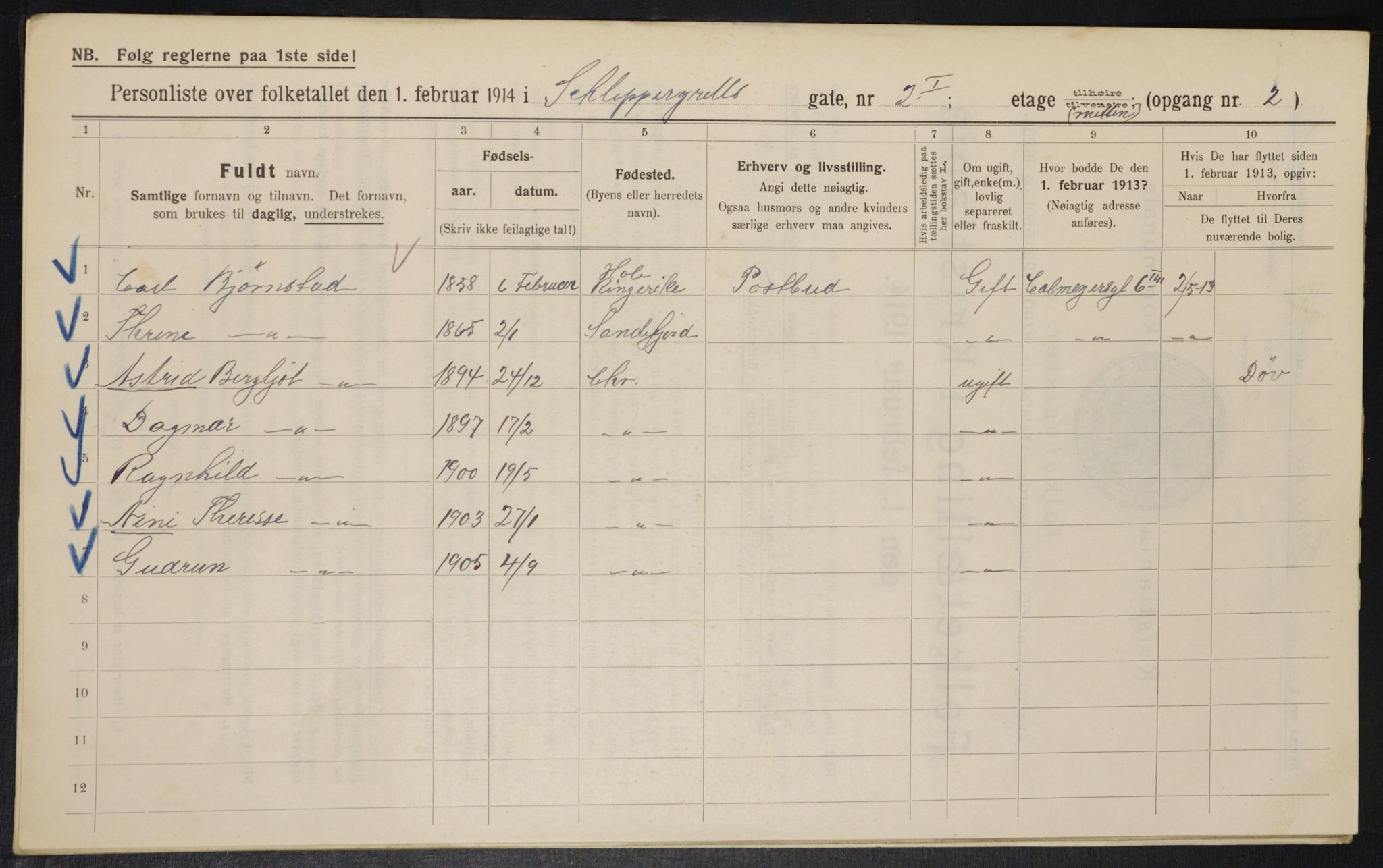 OBA, Kommunal folketelling 1.2.1914 for Kristiania, 1914, s. 89427