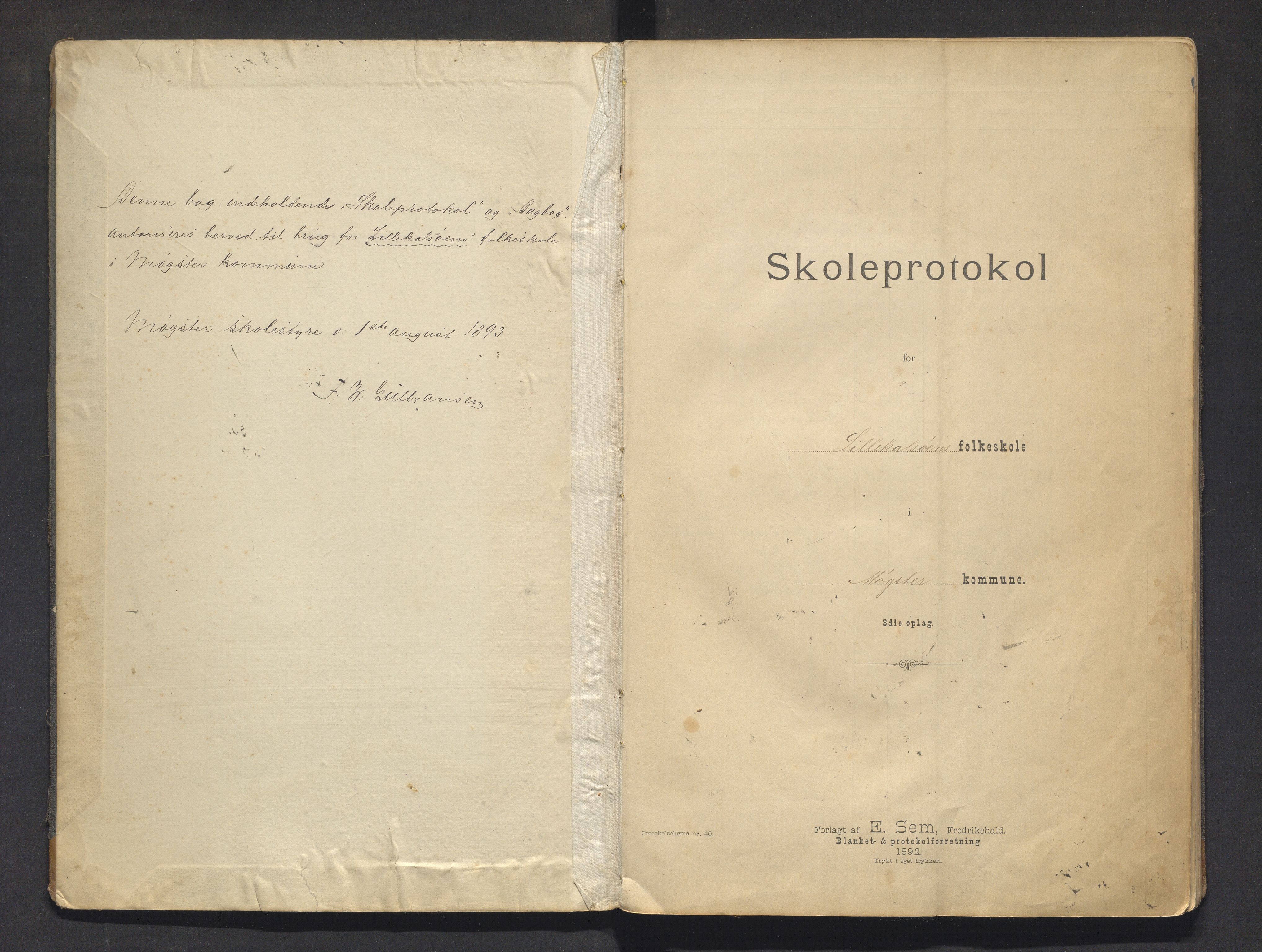 Austevoll kommune. Barneskulane, IKAH/1244-231/F/Fa/L0016a: Skuleprotokoll for Litlekalsøy skule, 1893-1906