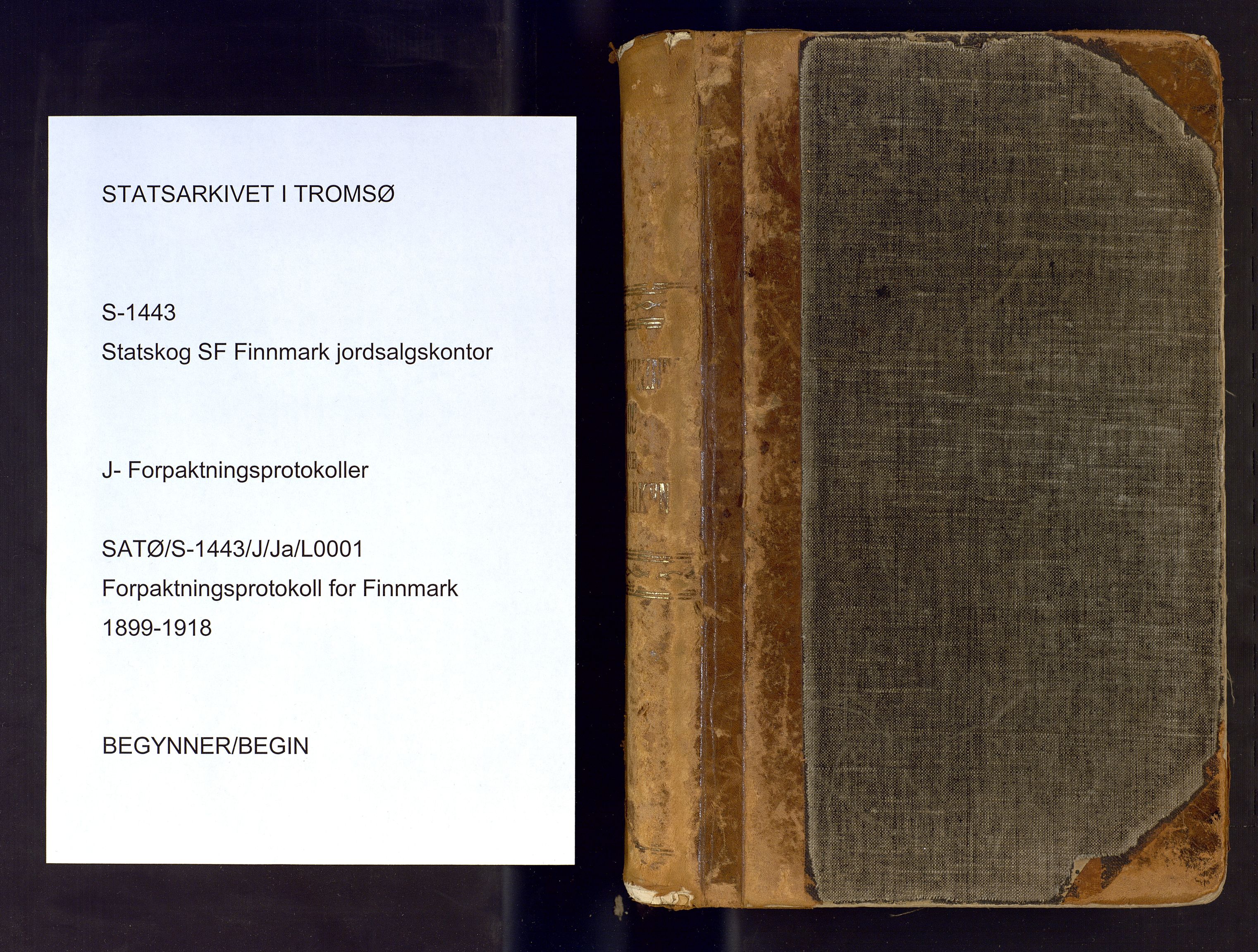 Finnmark jordsalgskommisjon/jordsalgskontor og Statskog SF Finnmark jordsalgskontor, AV/SATØ-S-1443/J/Ja/L0001: Forpaktningsbok for Finnmark, 1899-1918