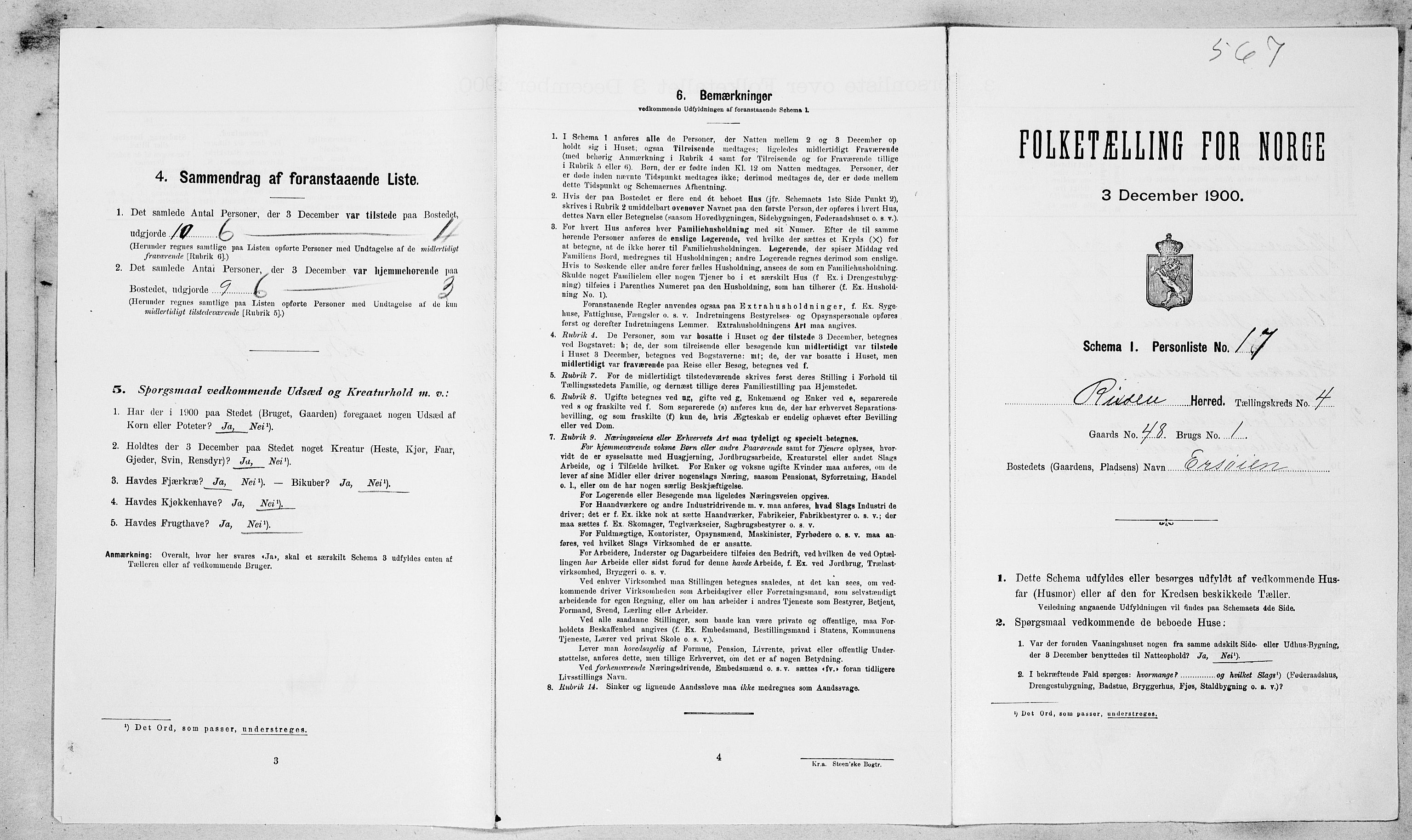 SAT, Folketelling 1900 for 1624 Rissa herred, 1900, s. 492