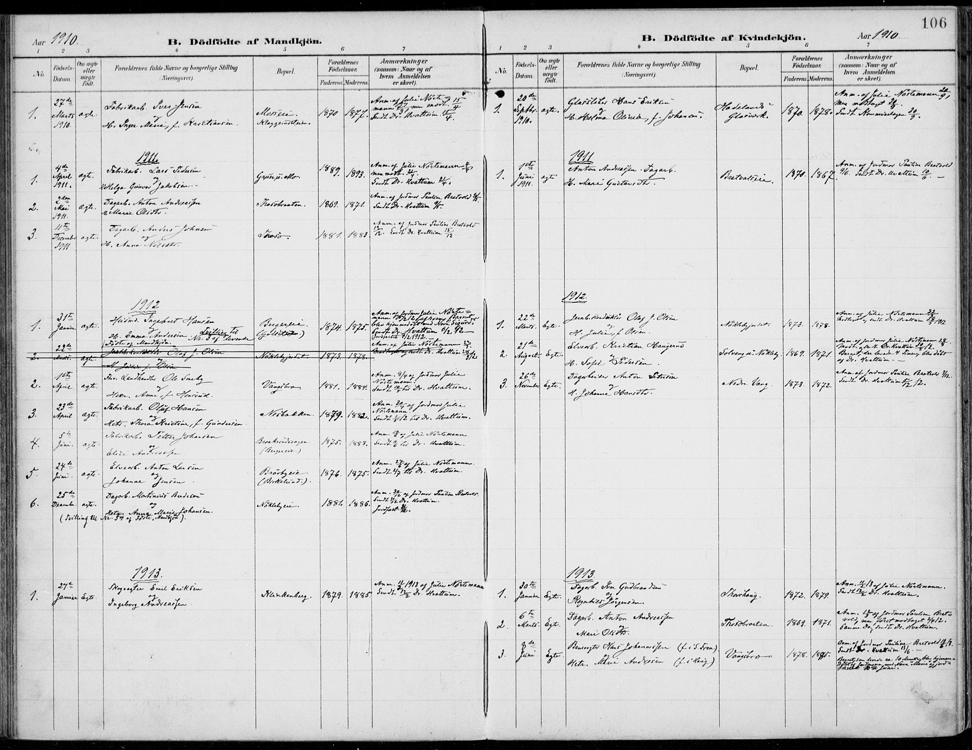 Jevnaker prestekontor, SAH/PREST-116/H/Ha/Haa/L0011: Ministerialbok nr. 11, 1902-1913, s. 106