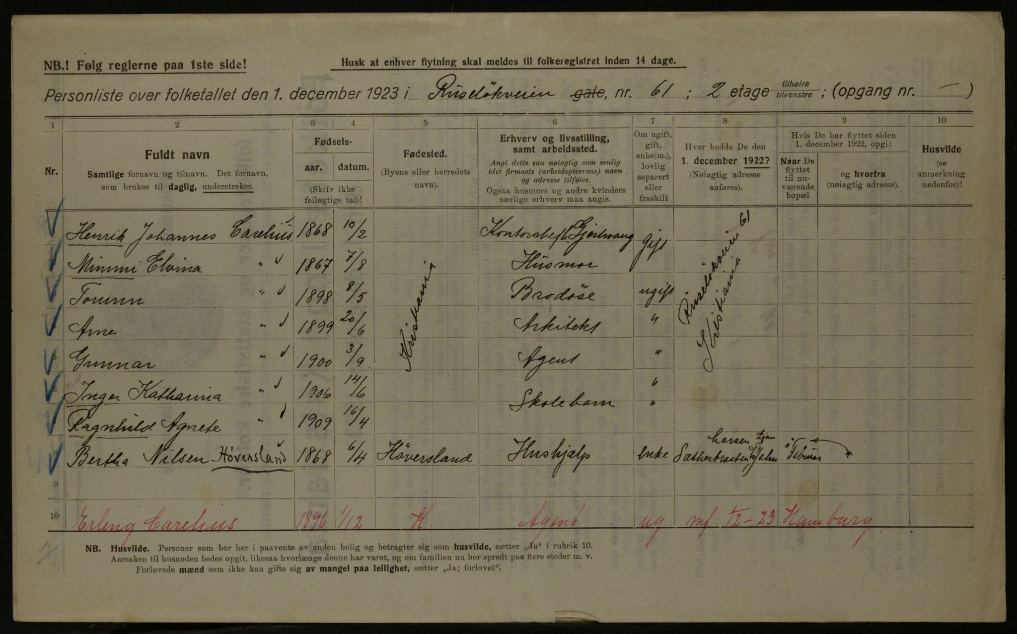 OBA, Kommunal folketelling 1.12.1923 for Kristiania, 1923, s. 94461