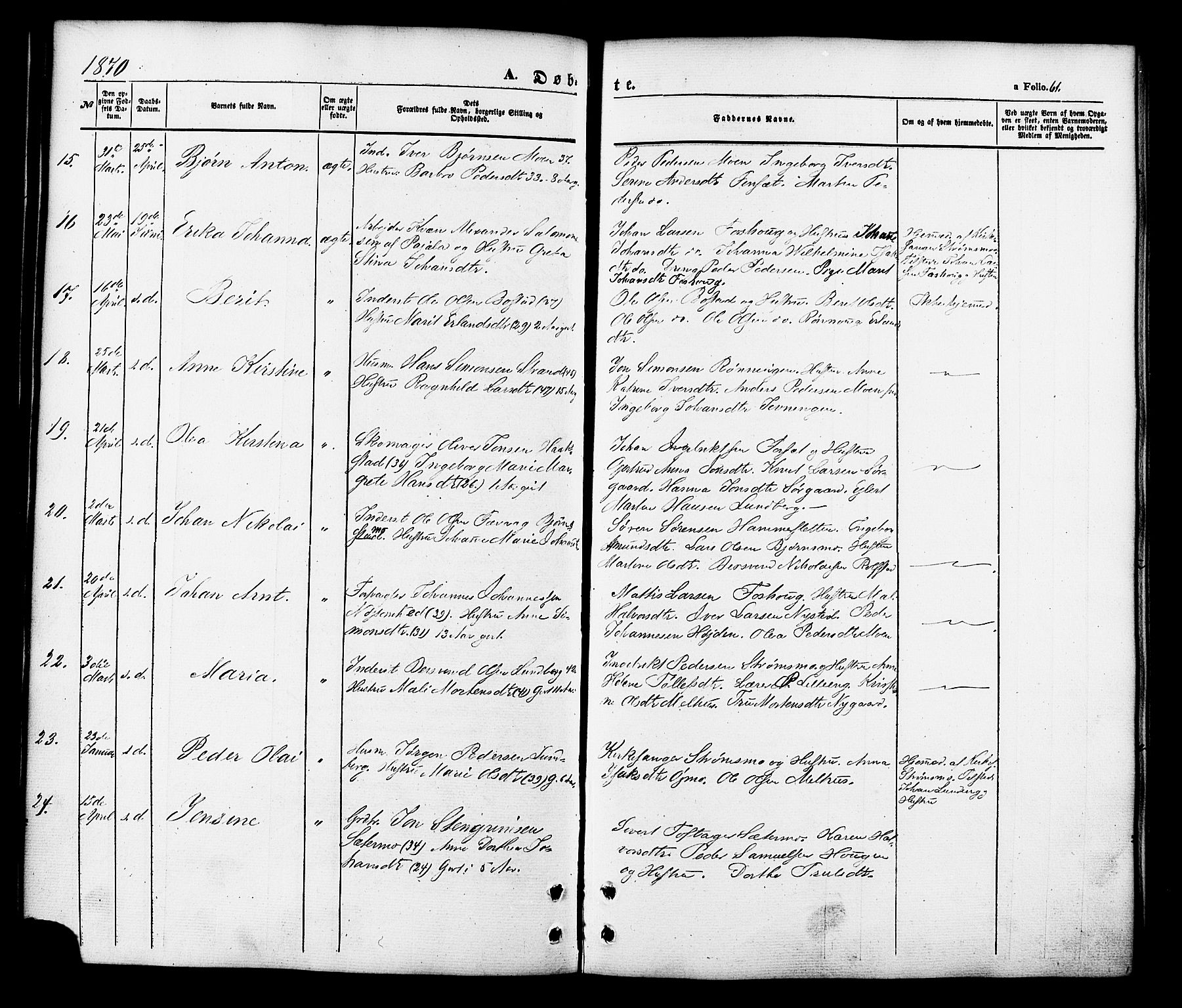 Målselv sokneprestembete, AV/SATØ-S-1311/G/Ga/Gaa/L0008kirke: Ministerialbok nr. 8, 1851-1877, s. 61
