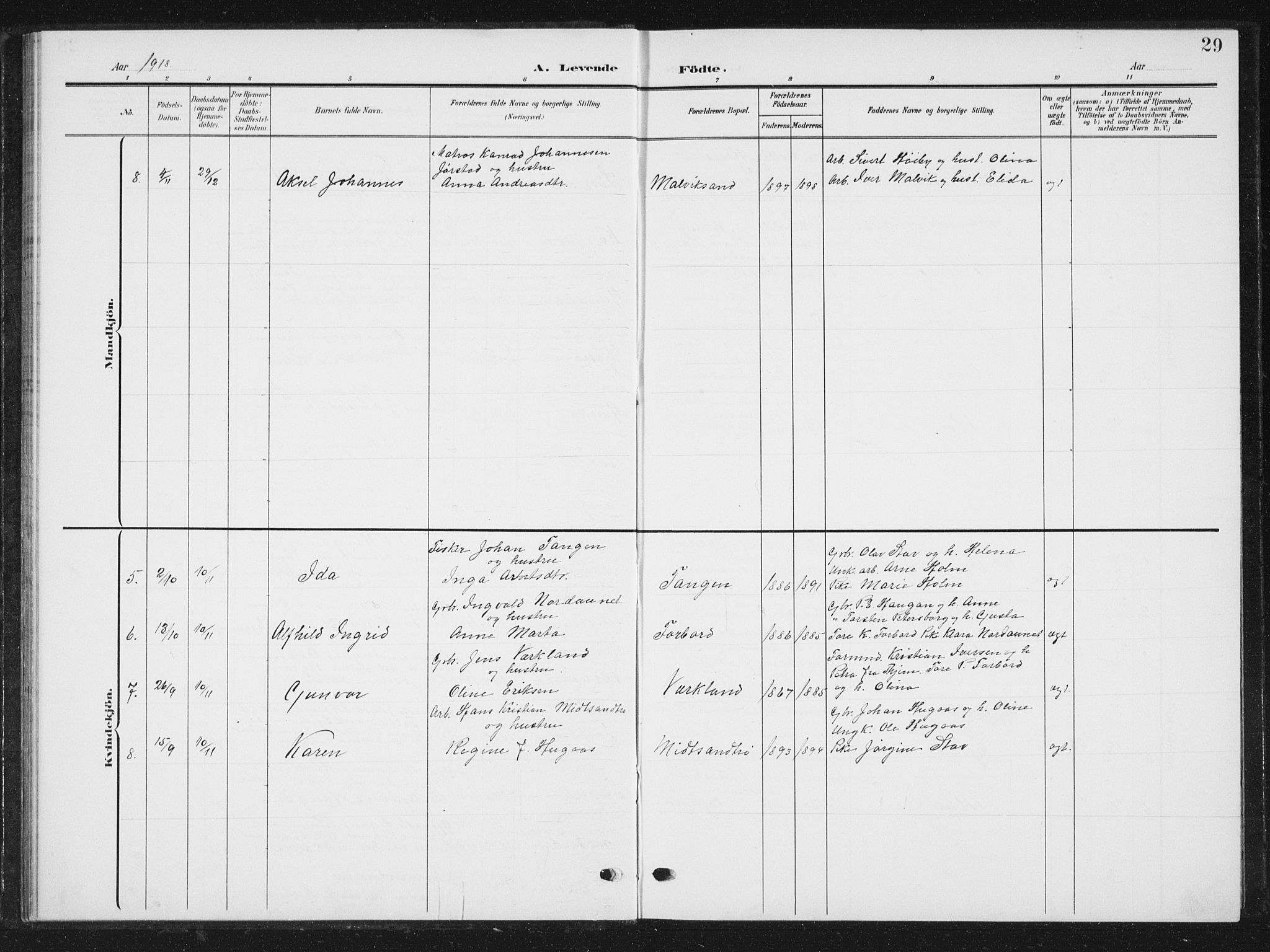 Ministerialprotokoller, klokkerbøker og fødselsregistre - Sør-Trøndelag, SAT/A-1456/616/L0424: Klokkerbok nr. 616C07, 1904-1940, s. 29