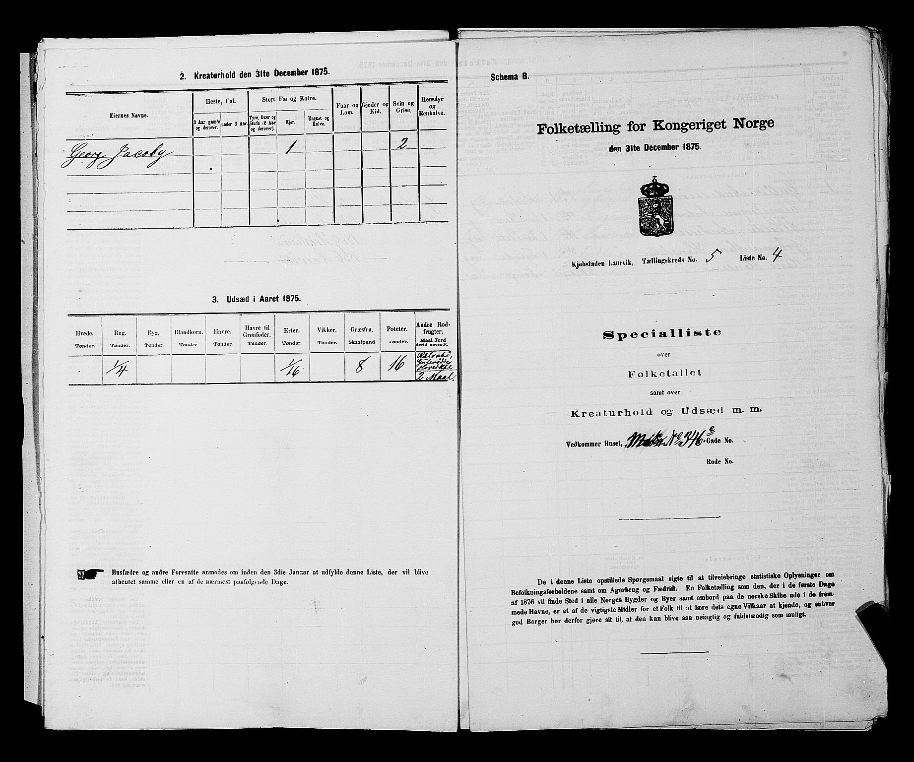 SAKO, Folketelling 1875 for 0707P Larvik prestegjeld, 1875, s. 947