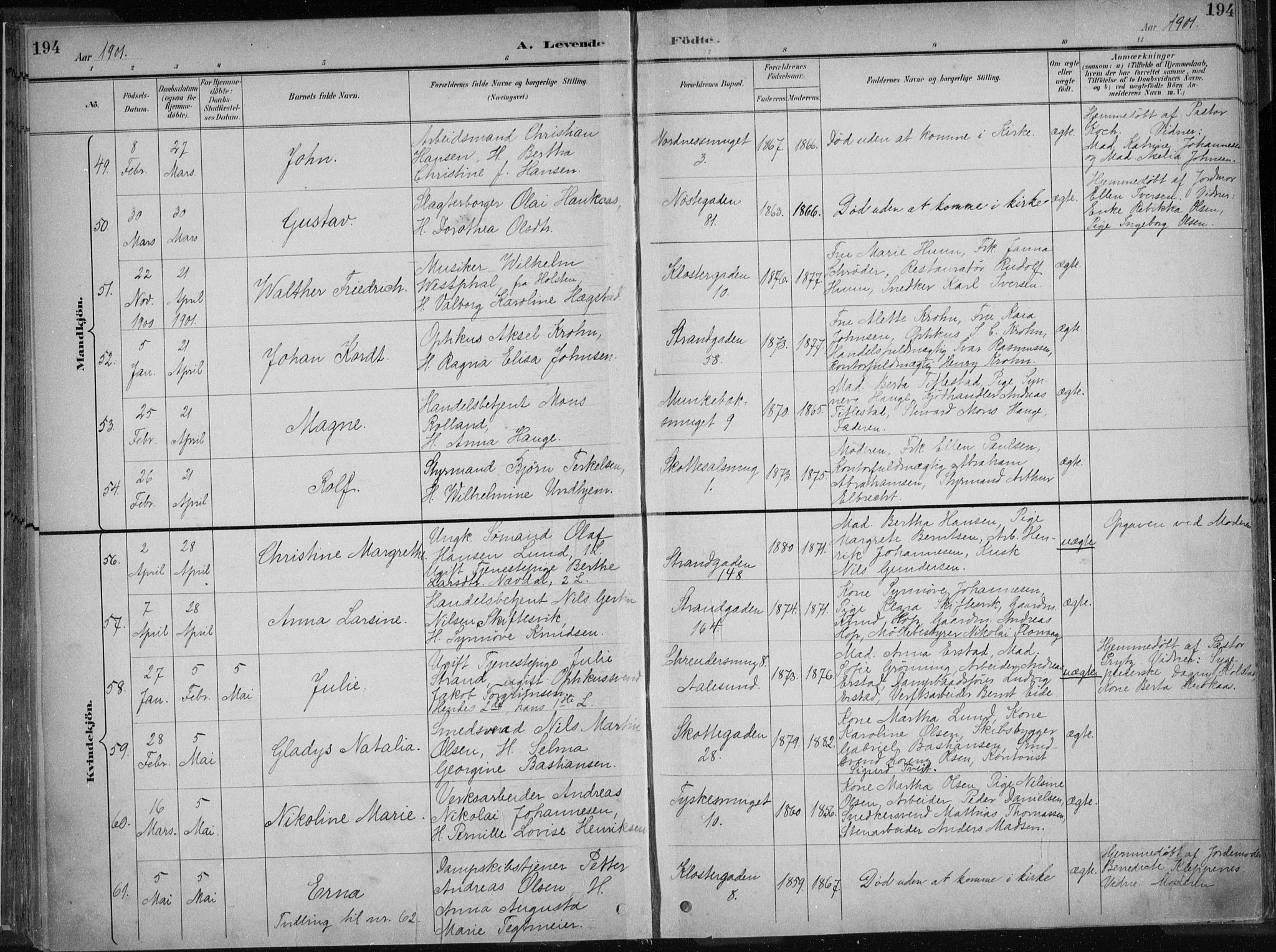 Nykirken Sokneprestembete, AV/SAB-A-77101/H/Haa/L0018: Ministerialbok nr. B 6, 1895-1903, s. 194