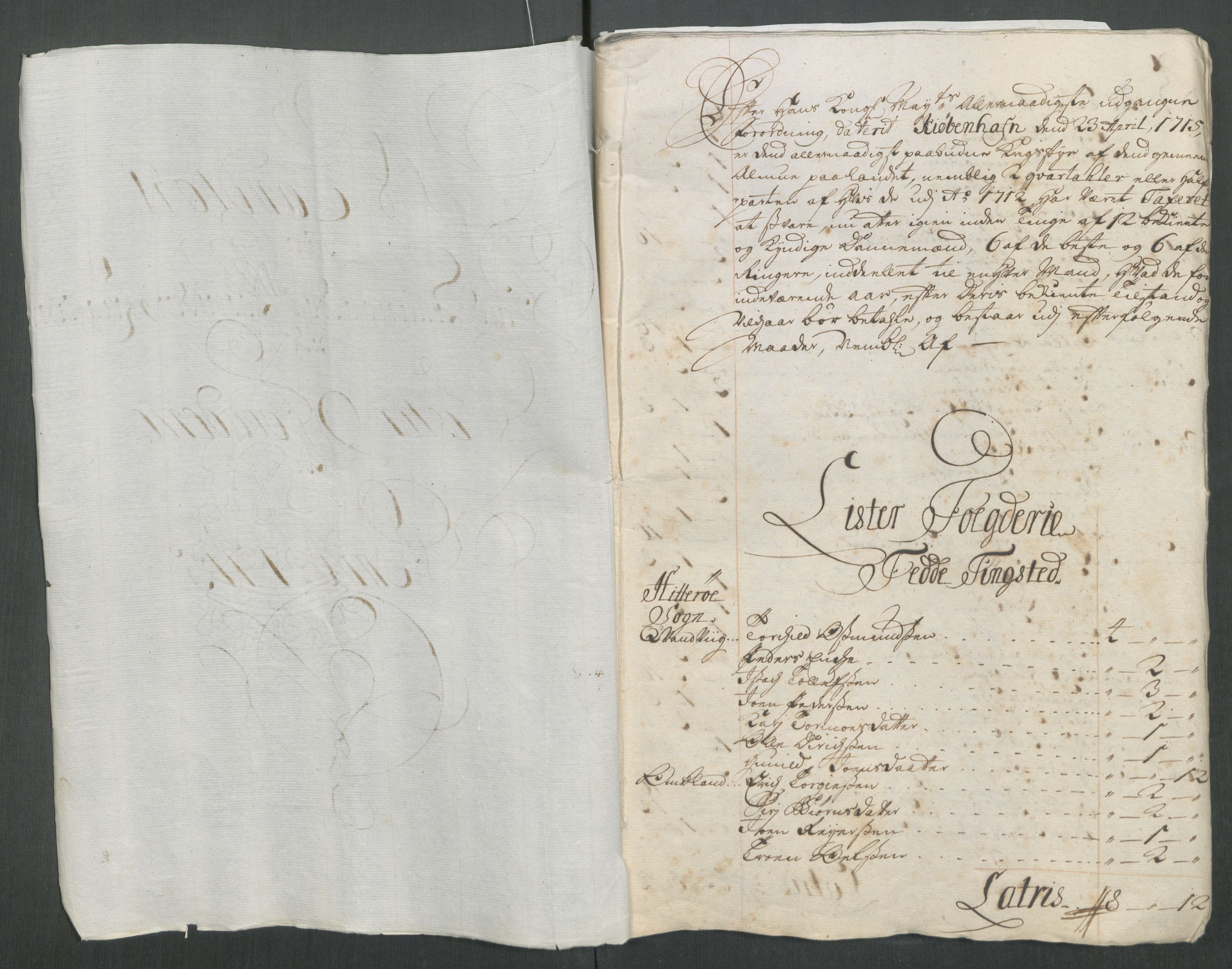 Rentekammeret inntil 1814, Reviderte regnskaper, Fogderegnskap, AV/RA-EA-4092/R43/L2559: Fogderegnskap Lista og Mandal, 1715, s. 76