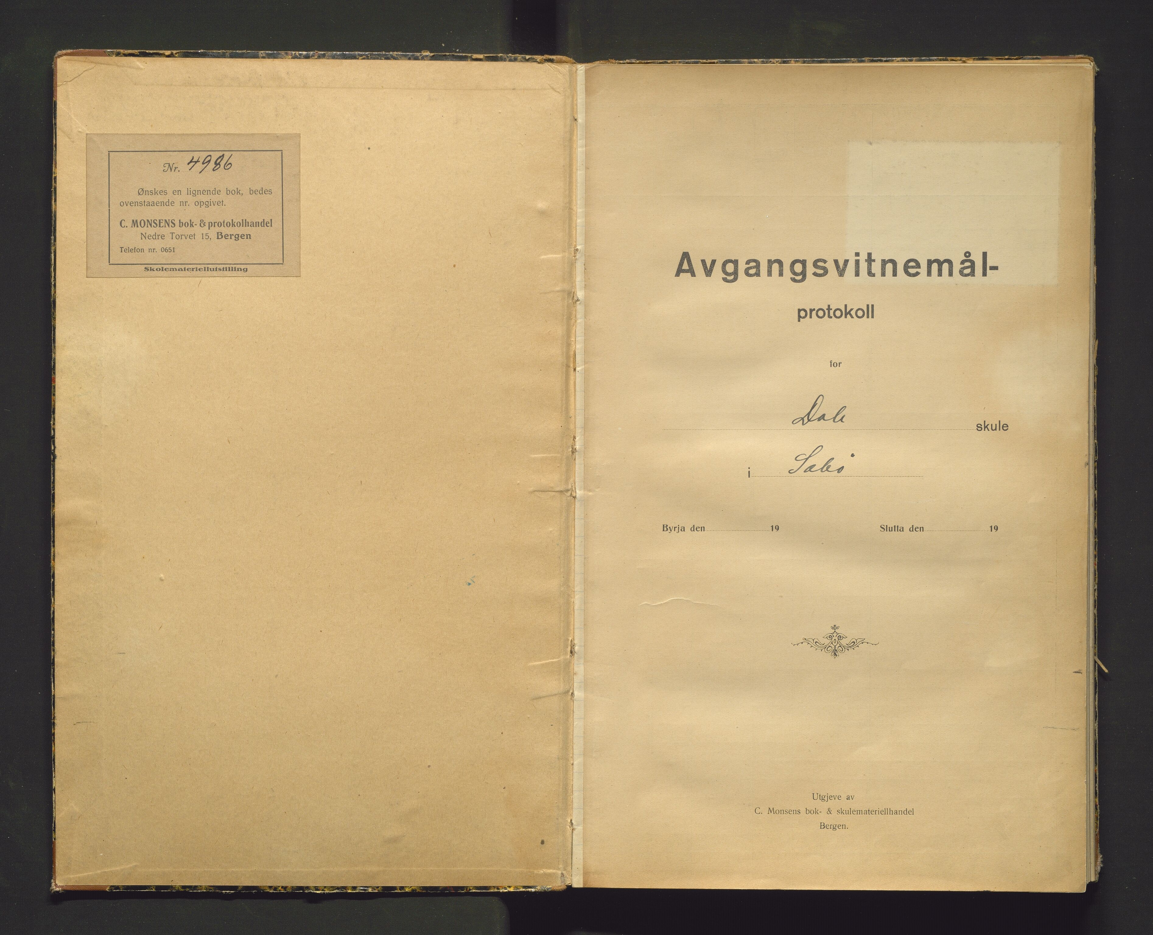 Sæbø kommune. Barneskulane, IKAH/1262-231/F/Fb/L0002: Avgangsvitnemålprotokoll for Dale skule, 1926-1962