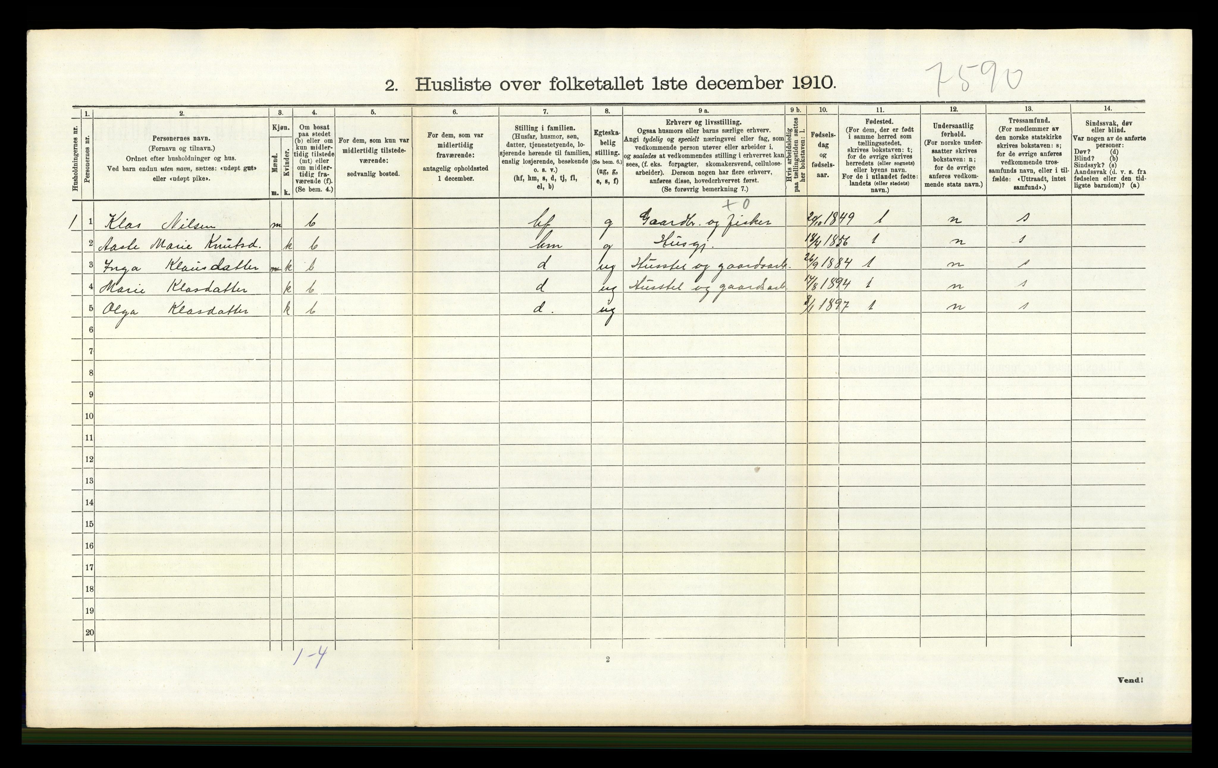 RA, Folketelling 1910 for 0814 Bamble herred, 1910, s. 1473