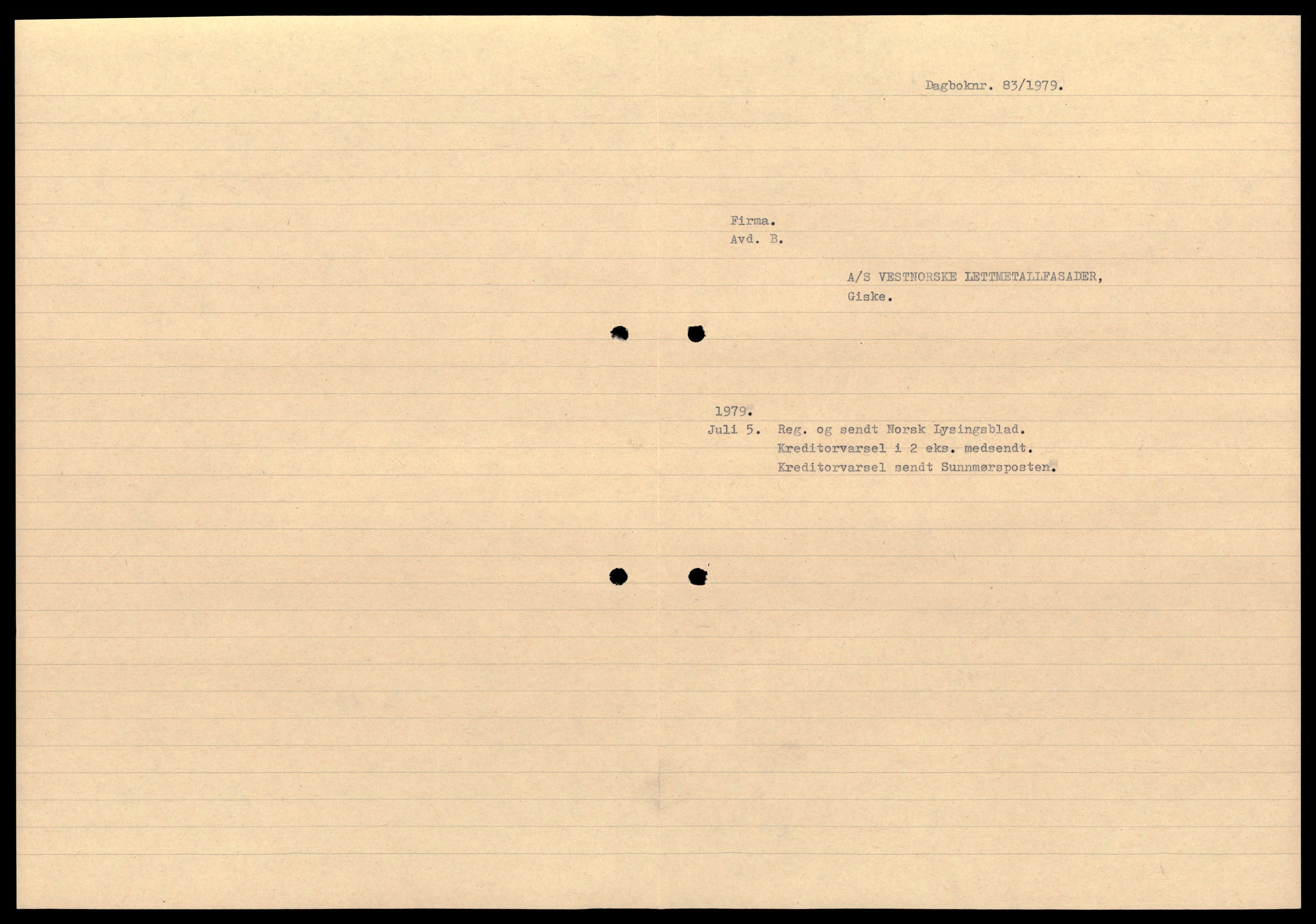 Nordre Sunnmøre sorenskriveri, AV/SAT-A-0006/2/J/Jd/Jde/L0058: Bilag. Aksjeselskap, Ve-Vo, 1944-1990, s. 1