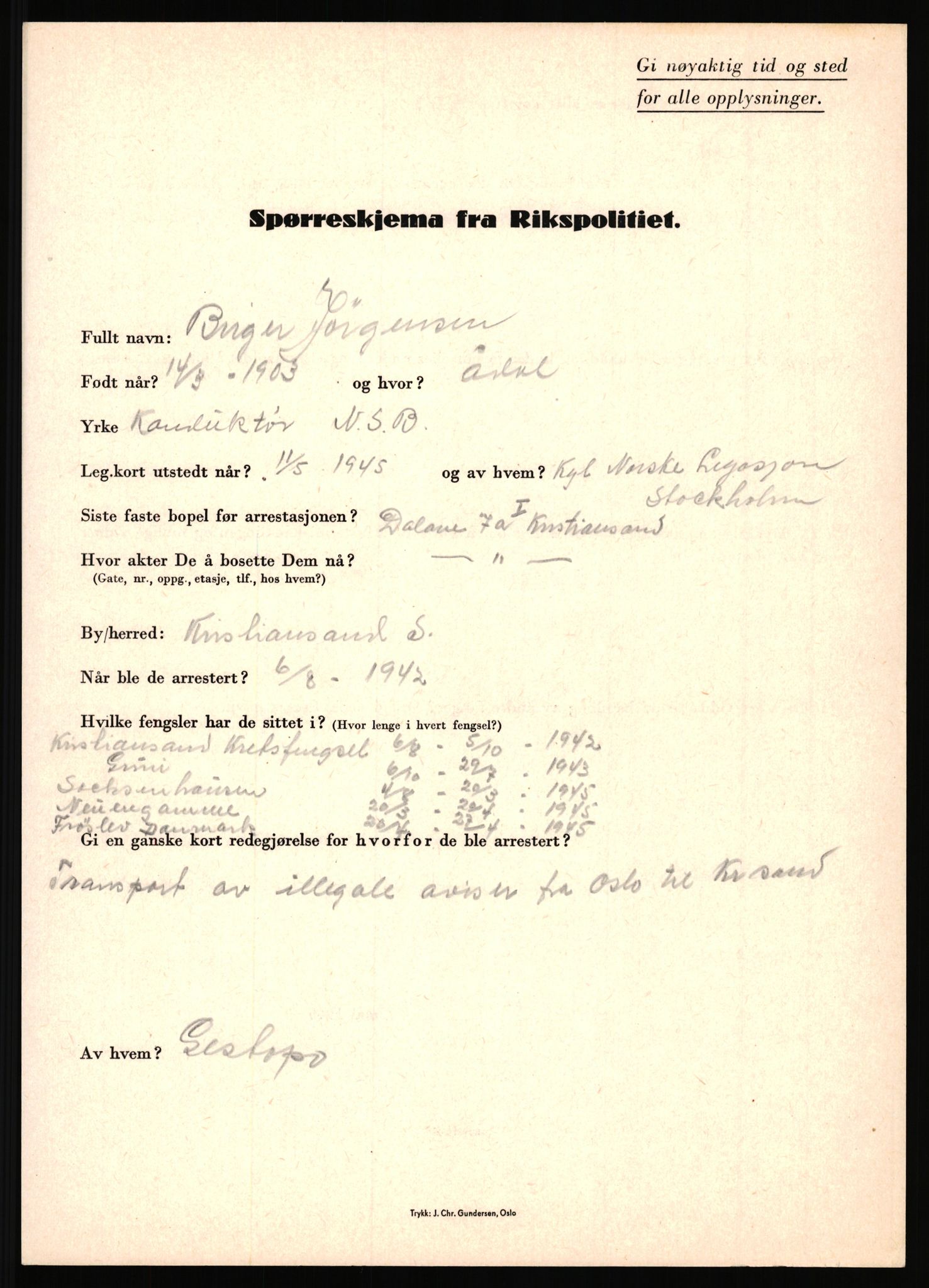 Rikspolitisjefen, AV/RA-S-1560/L/L0008: Jaffe, Bernhard - Karset, Helge Hafsahl, 1940-1945, s. 1111