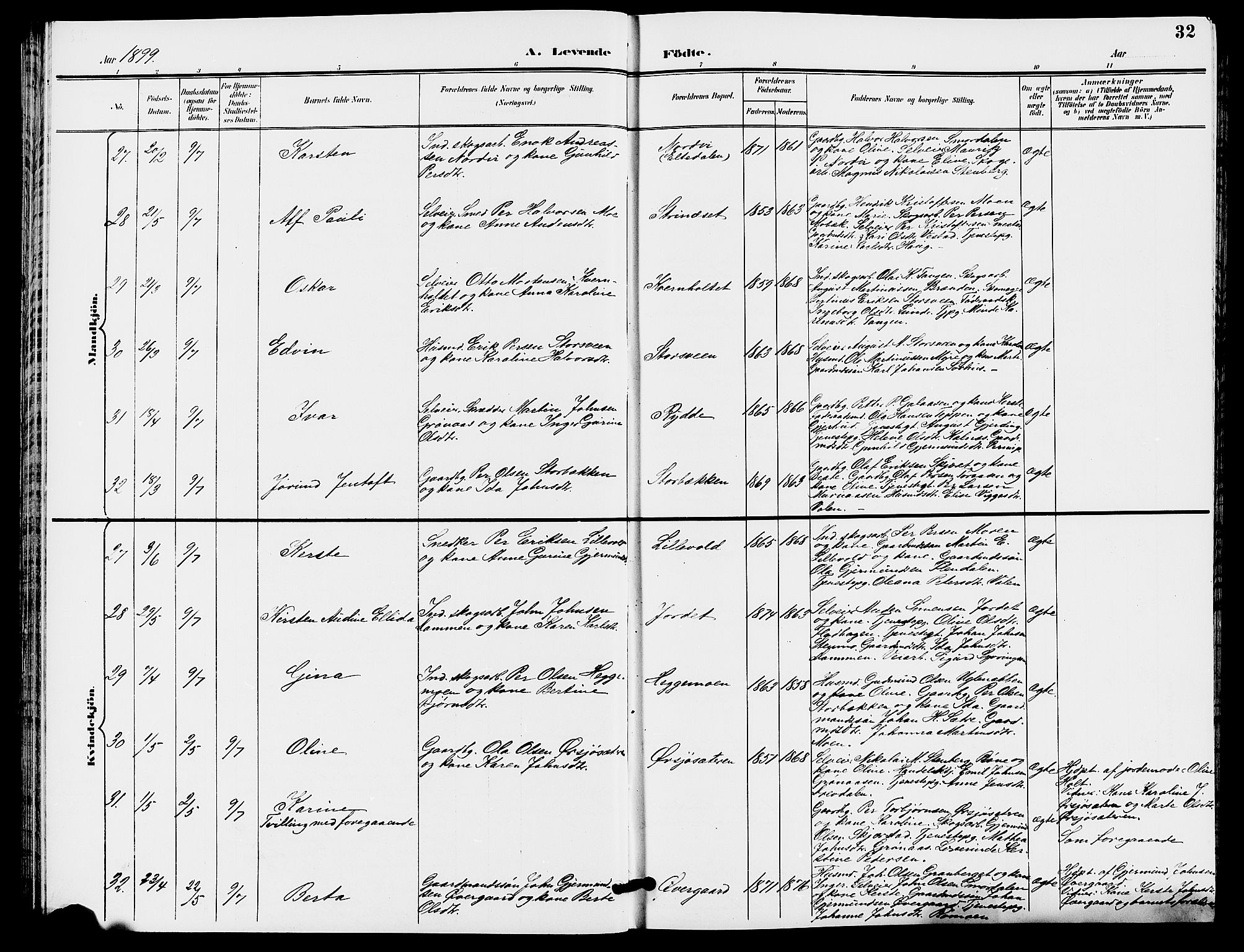 Trysil prestekontor, AV/SAH-PREST-046/H/Ha/Hab/L0006: Klokkerbok nr. 6, 1896-1912, s. 32