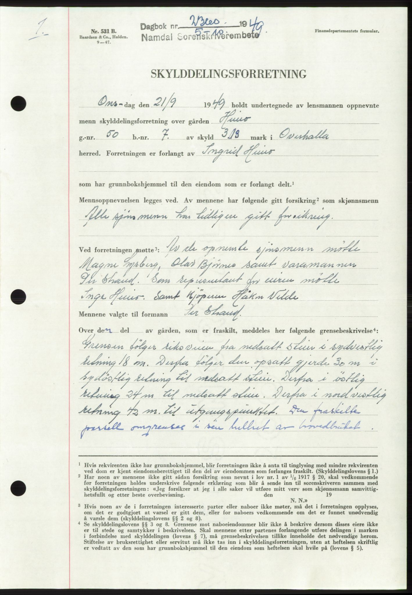 Namdal sorenskriveri, SAT/A-4133/1/2/2C: Pantebok nr. -, 1949-1949, Dagboknr: 2360/1949