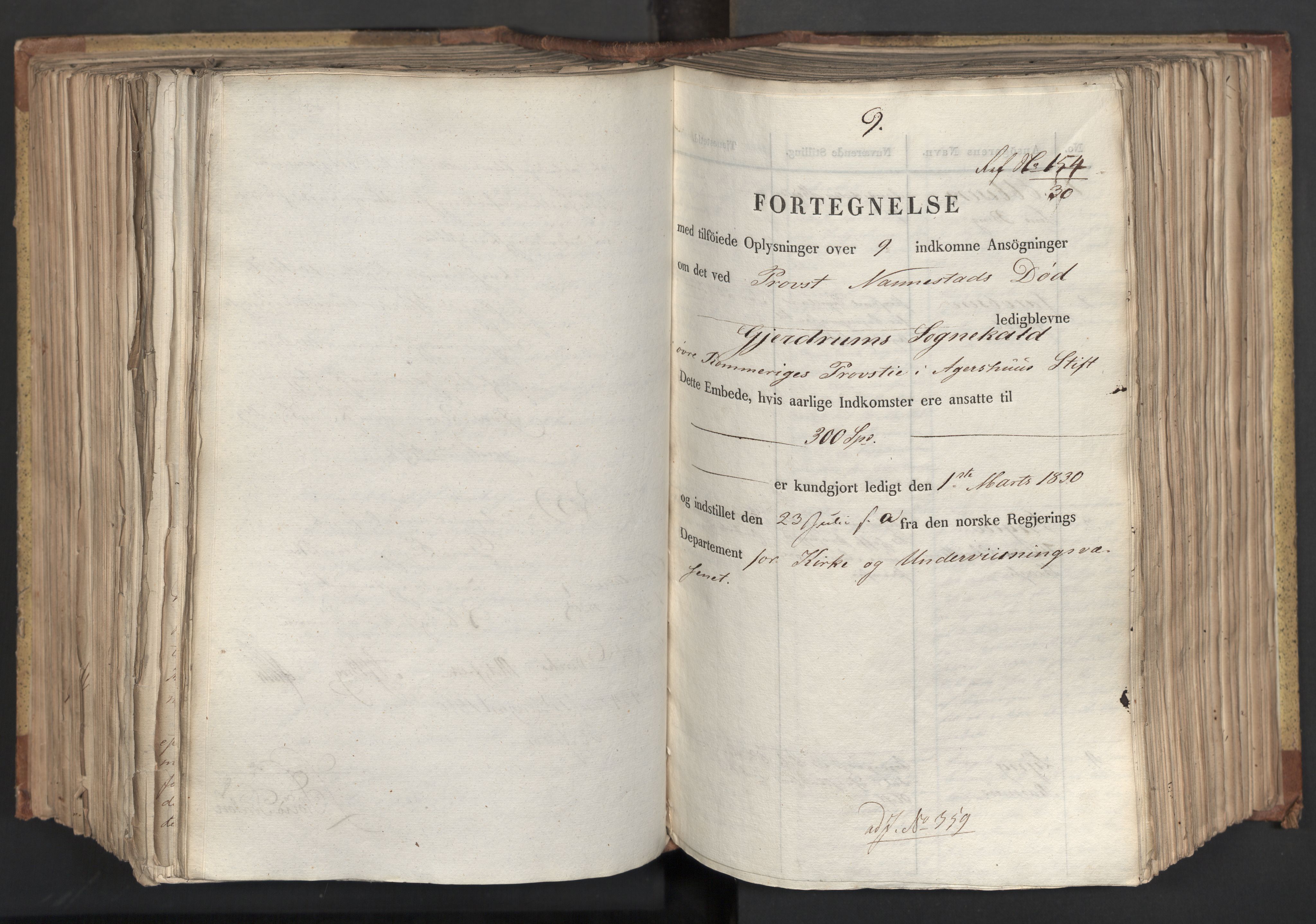 Statsrådsavdelingen i Stockholm, RA/S-1003/D/Da/L0066: Regjeringsinnstillinger nr. 240-449, 1830, s. 457