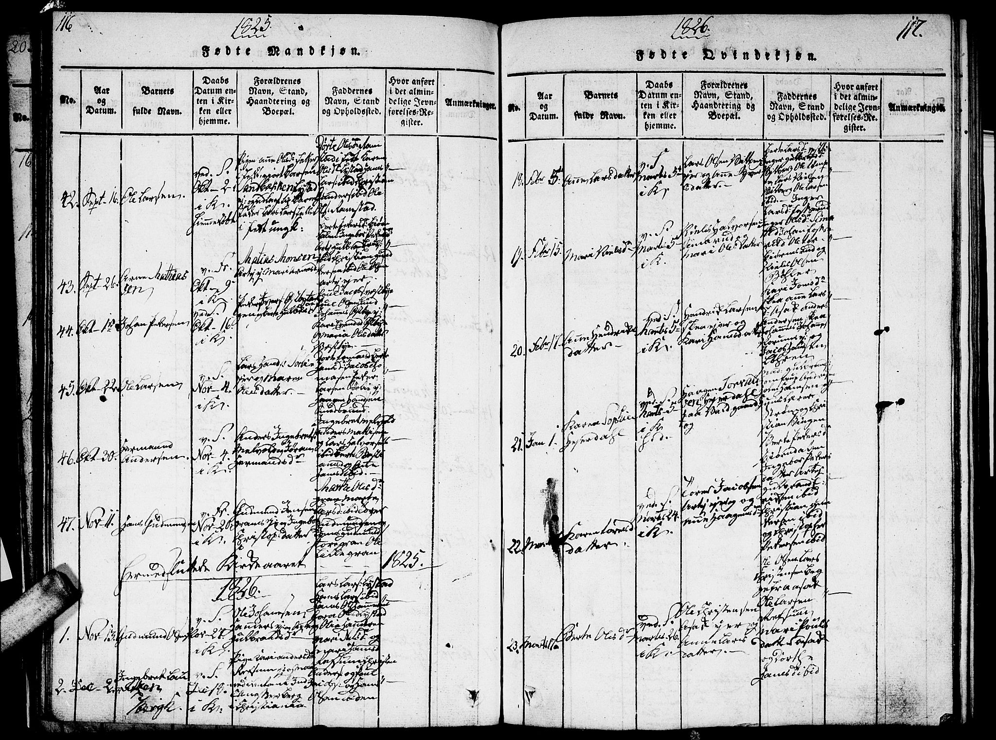 Sørum prestekontor Kirkebøker, SAO/A-10303/G/Ga/L0001: Klokkerbok nr. I 1, 1814-1829, s. 116-117