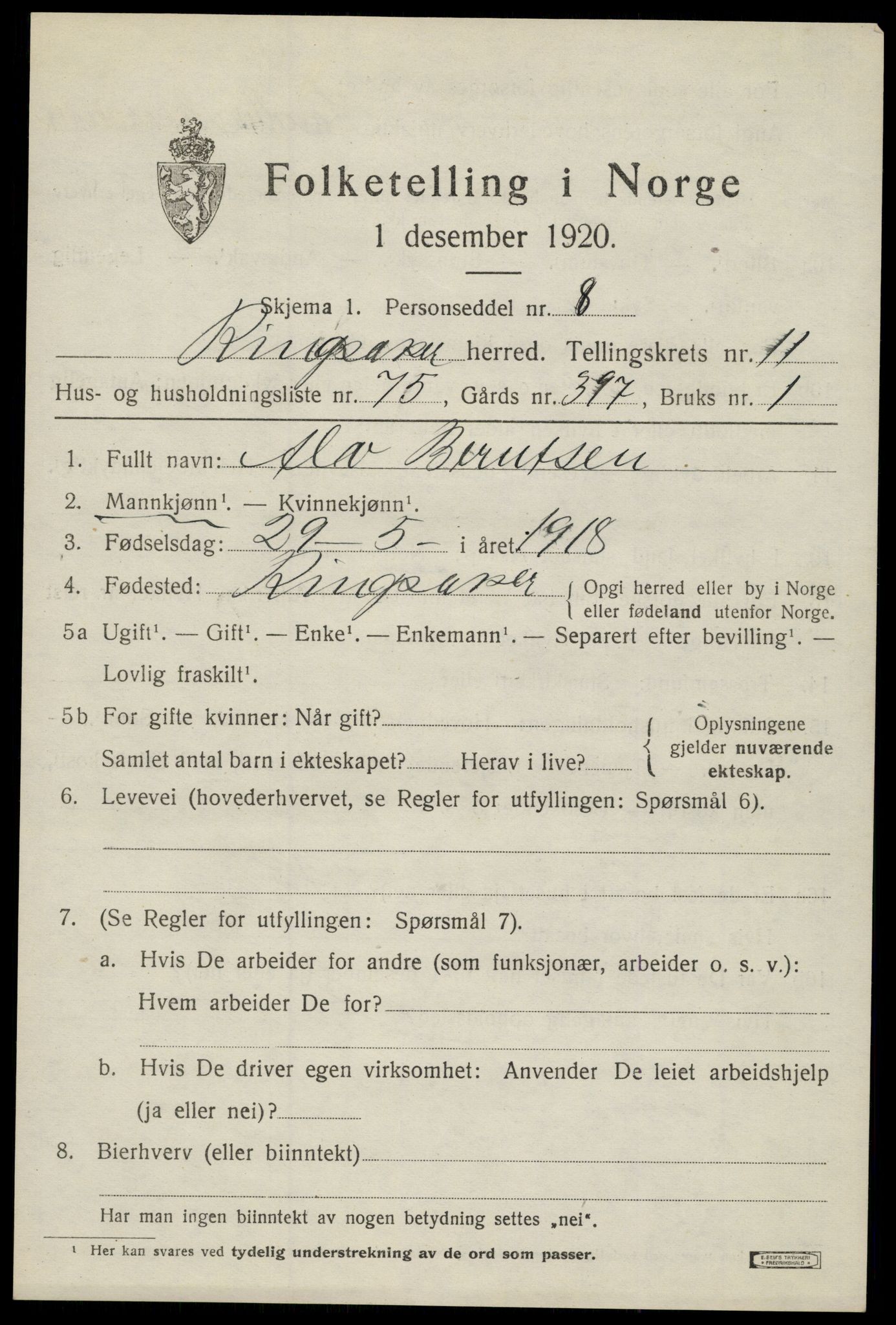 SAH, Folketelling 1920 for 0412 Ringsaker herred, 1920, s. 19256