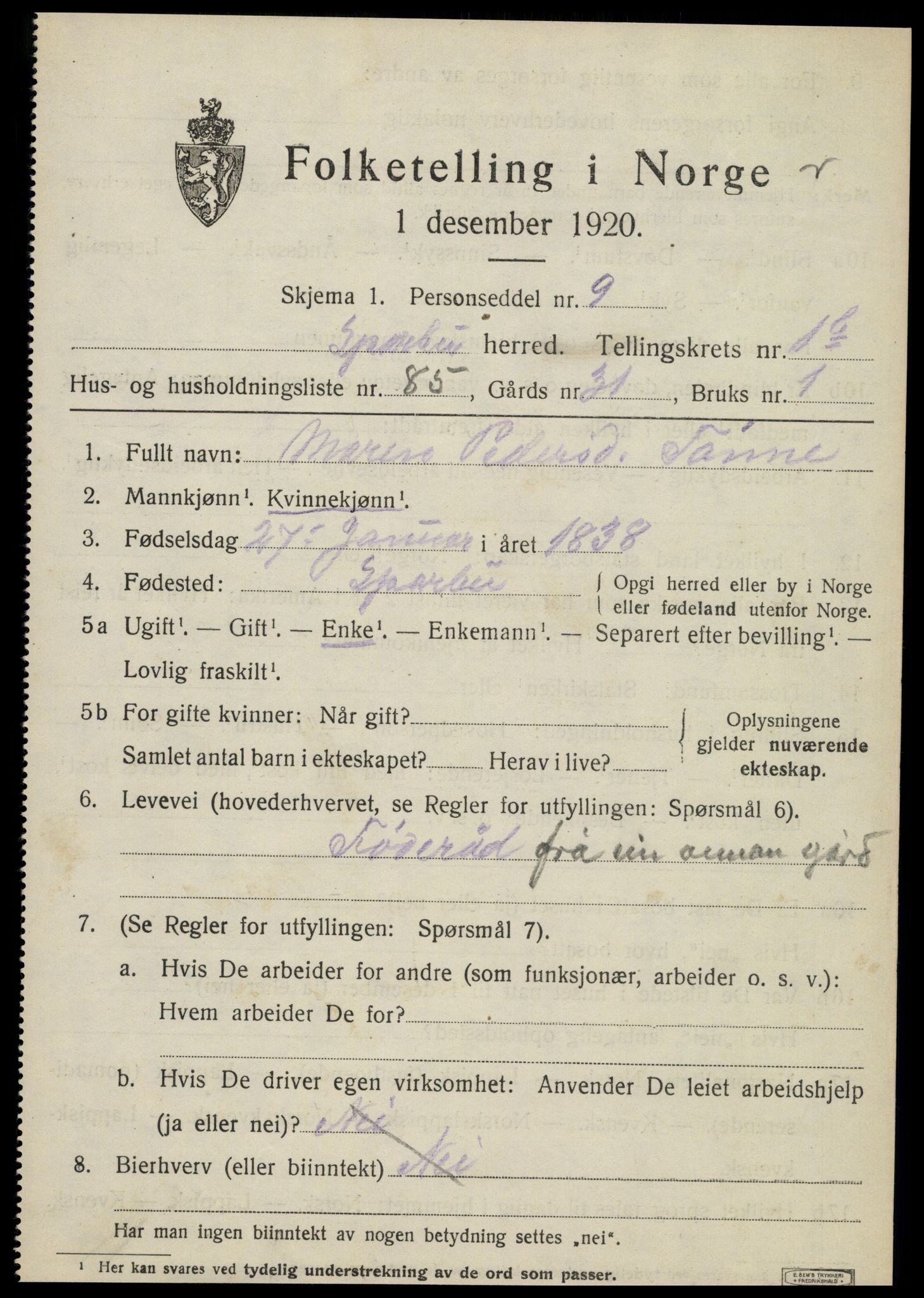 SAT, Folketelling 1920 for 1731 Sparbu herred, 1920, s. 3195