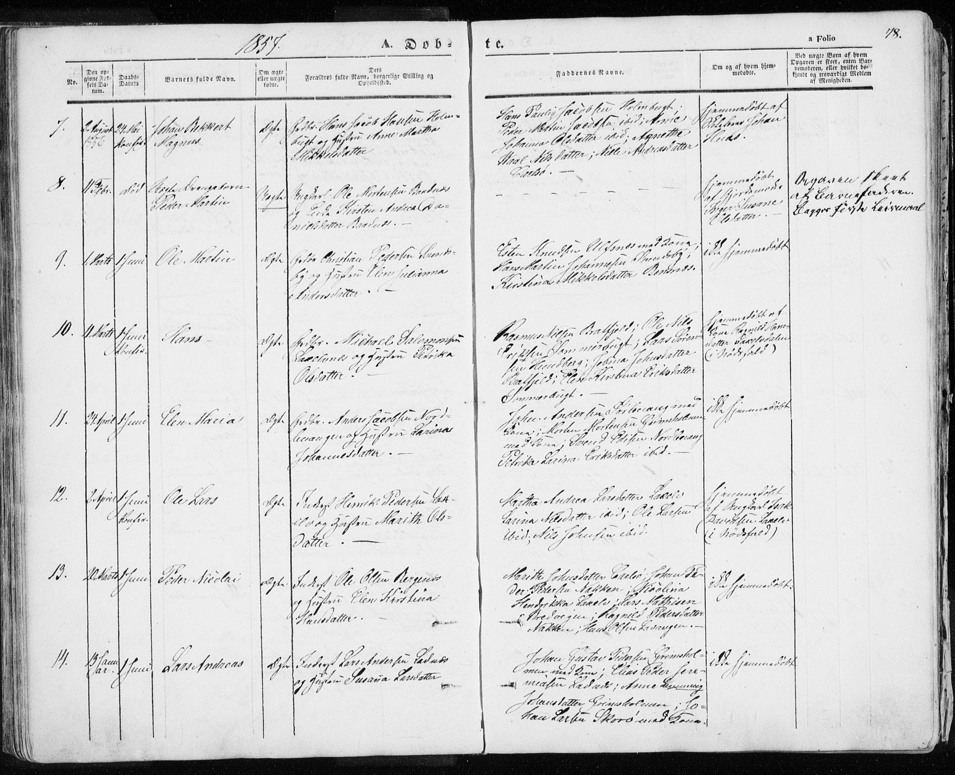 Karlsøy sokneprestembete, AV/SATØ-S-1299/H/Ha/Haa/L0003kirke: Ministerialbok nr. 3, 1843-1860, s. 78