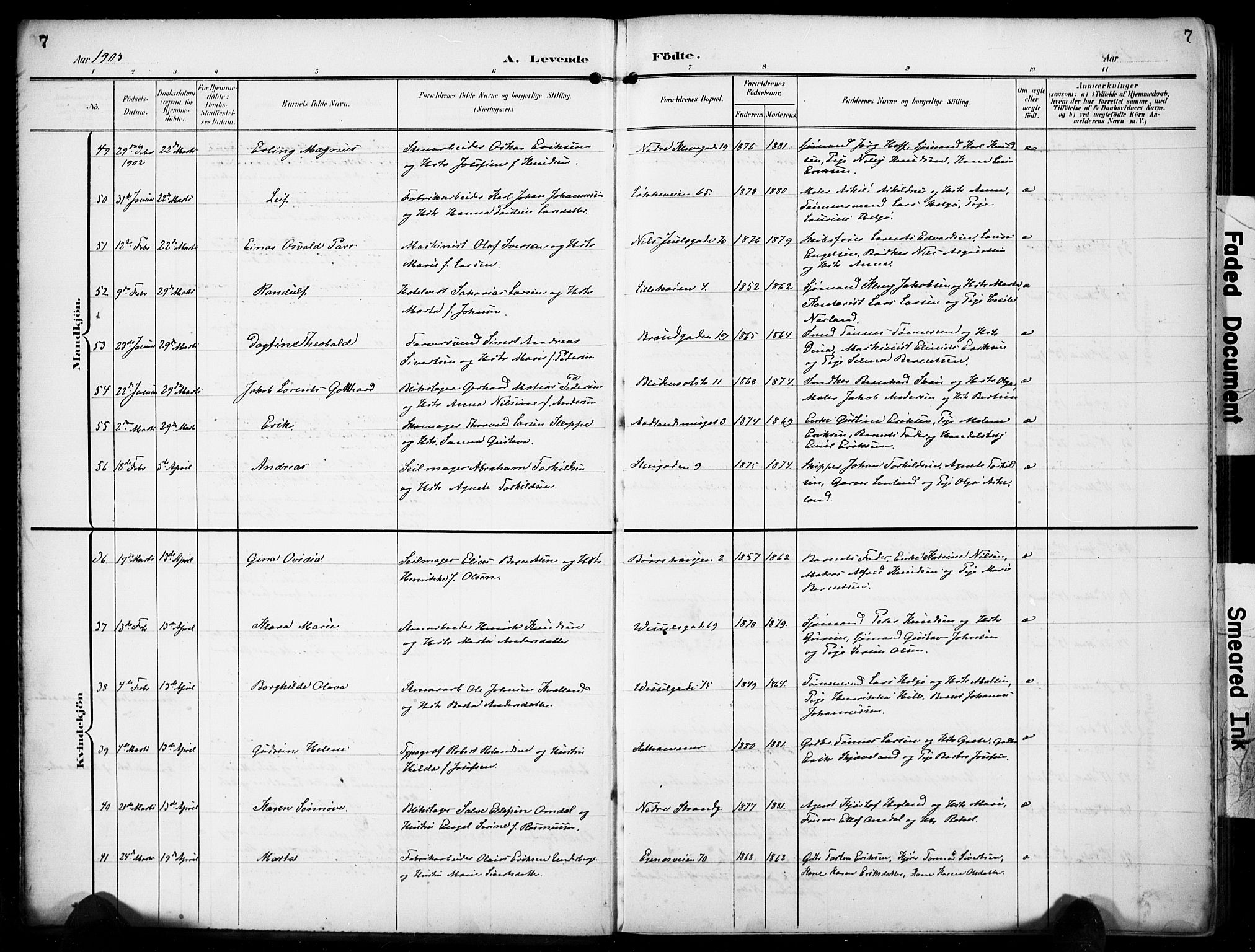 Domkirken sokneprestkontor, AV/SAST-A-101812/001/30/30BB/L0018: Klokkerbok nr. B 18, 1903-1915, s. 7