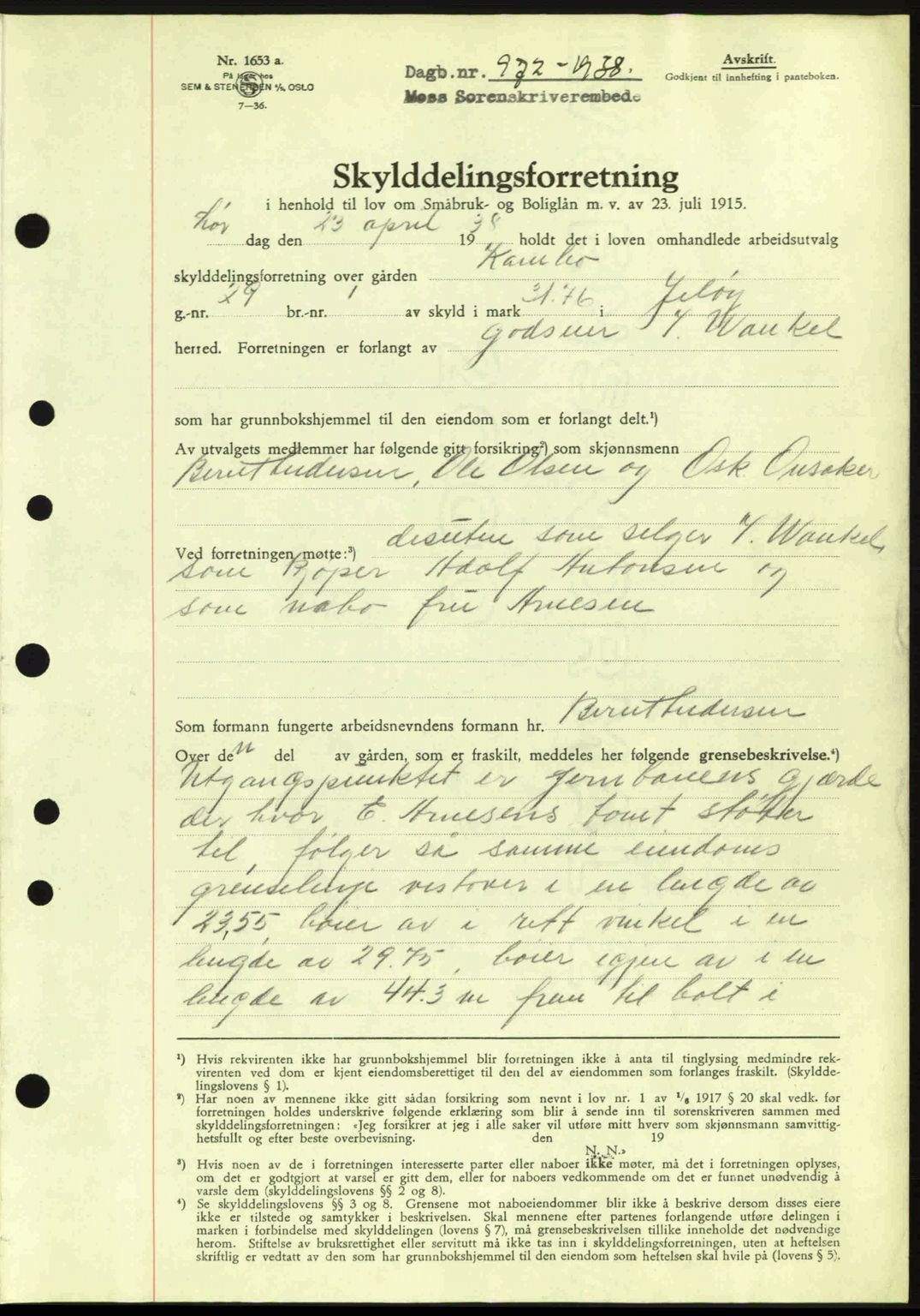 Moss sorenskriveri, SAO/A-10168: Pantebok nr. A4, 1938-1938, Dagboknr: 972/1938