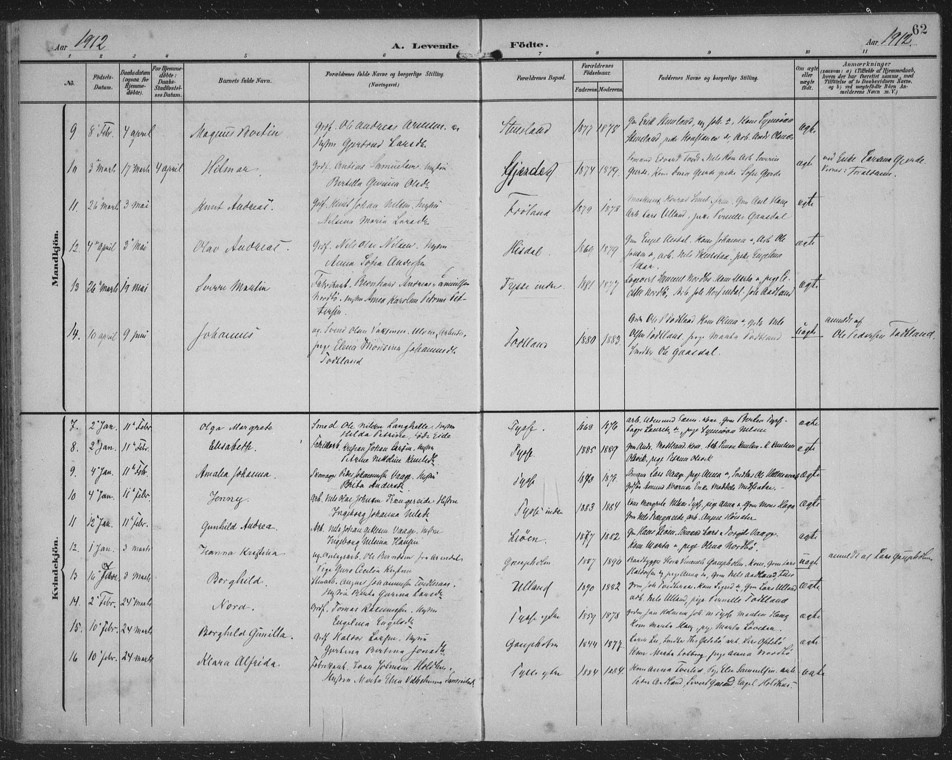 Samnanger Sokneprestembete, AV/SAB-A-77501/H/Haa: Ministerialbok nr. A 2, 1902-1918, s. 62