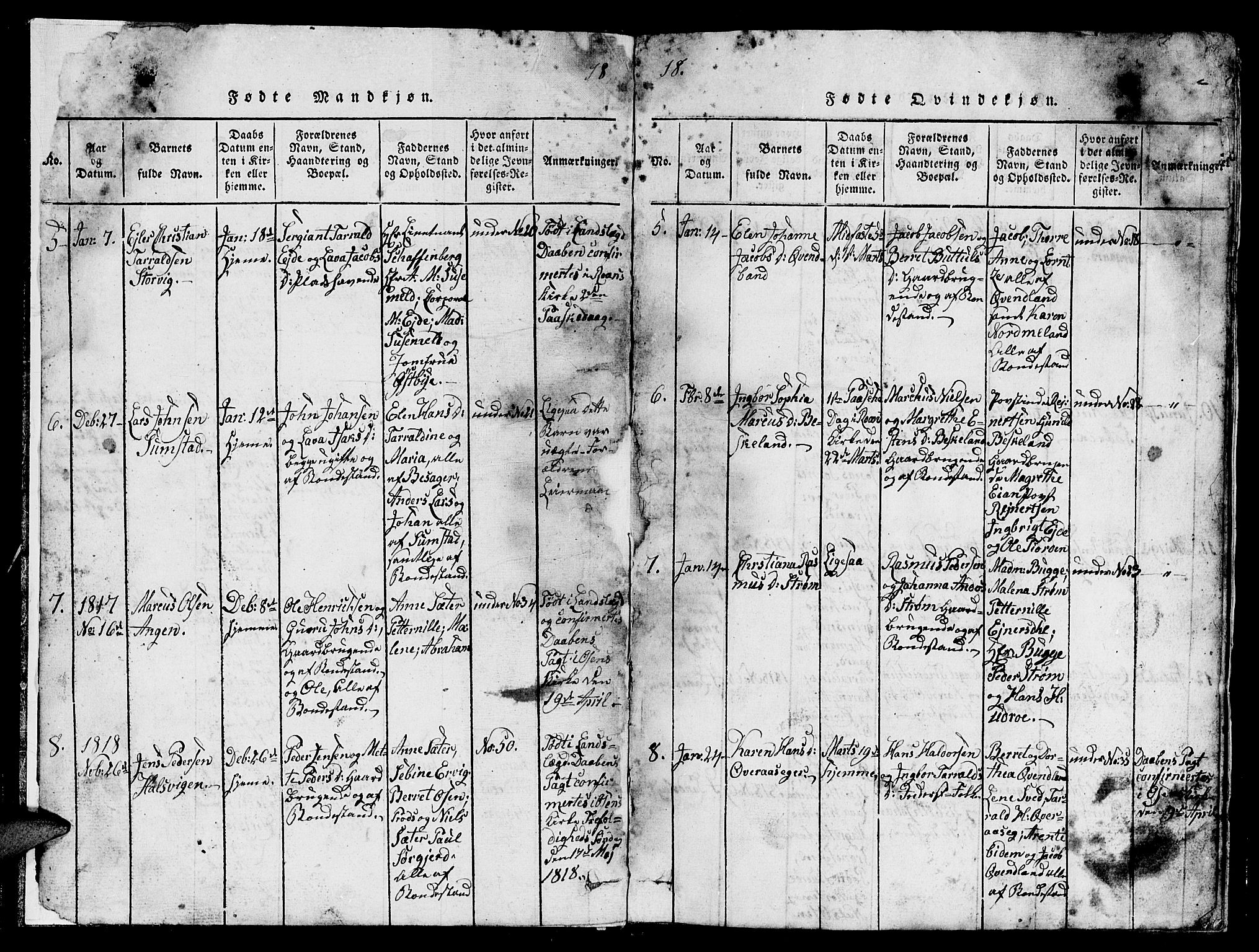 Ministerialprotokoller, klokkerbøker og fødselsregistre - Sør-Trøndelag, SAT/A-1456/657/L0714: Klokkerbok nr. 657C01, 1818-1868, s. 3