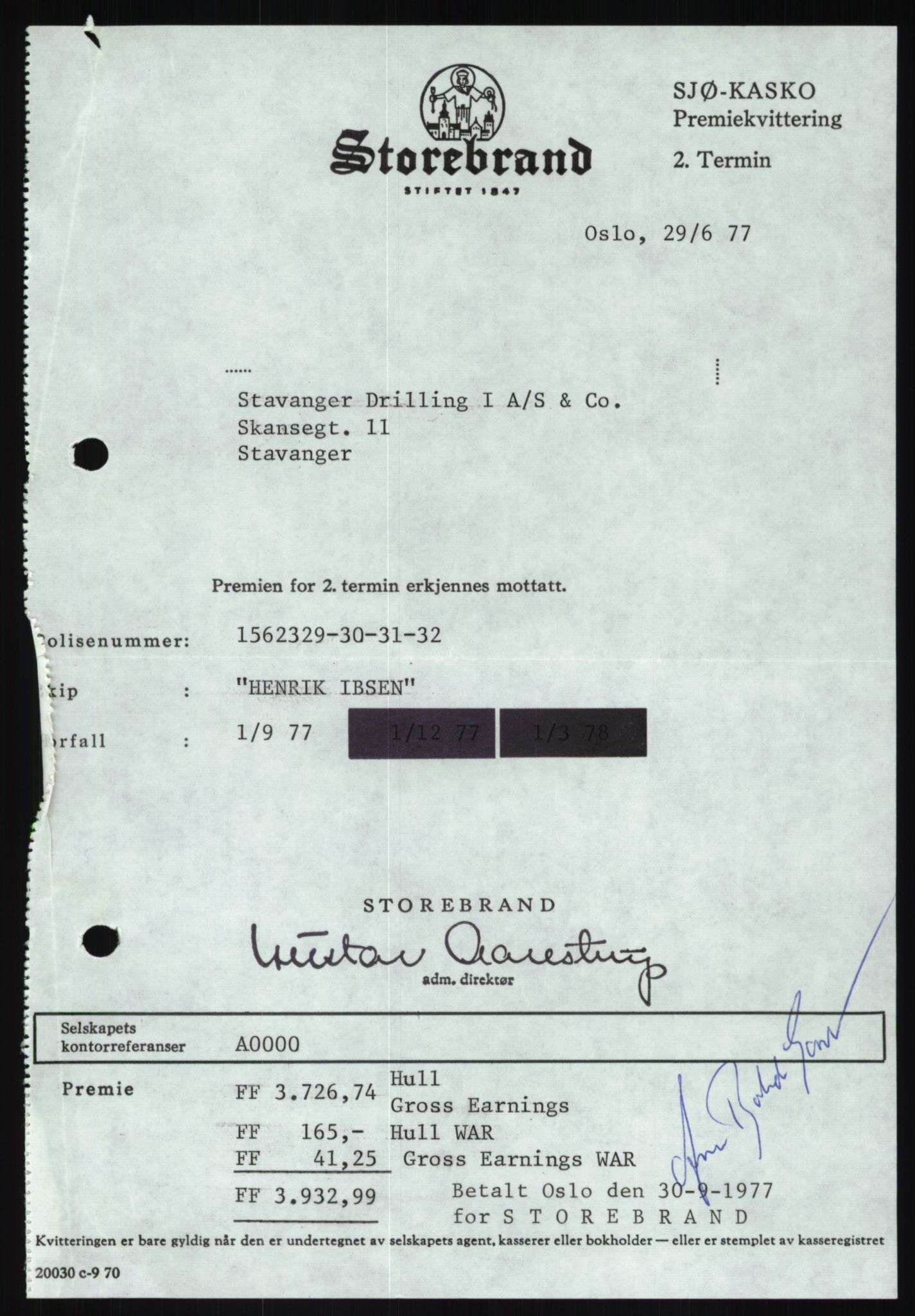 Pa 1503 - Stavanger Drilling AS, AV/SAST-A-101906/D/L0007: Korrespondanse og saksdokumenter, 1974-1981, s. 113