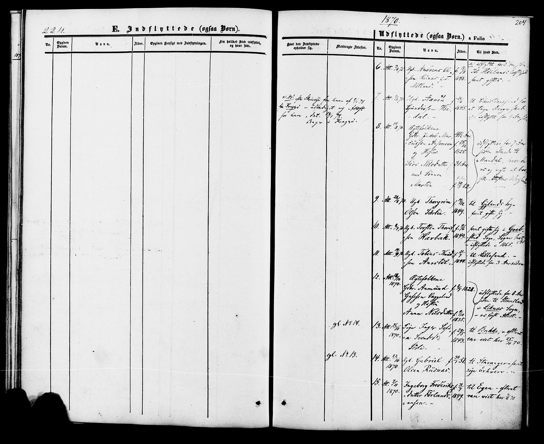 Fjotland sokneprestkontor, SAK/1111-0010/F/Fa/L0001: Ministerialbok nr. A 1, 1850-1879, s. 204