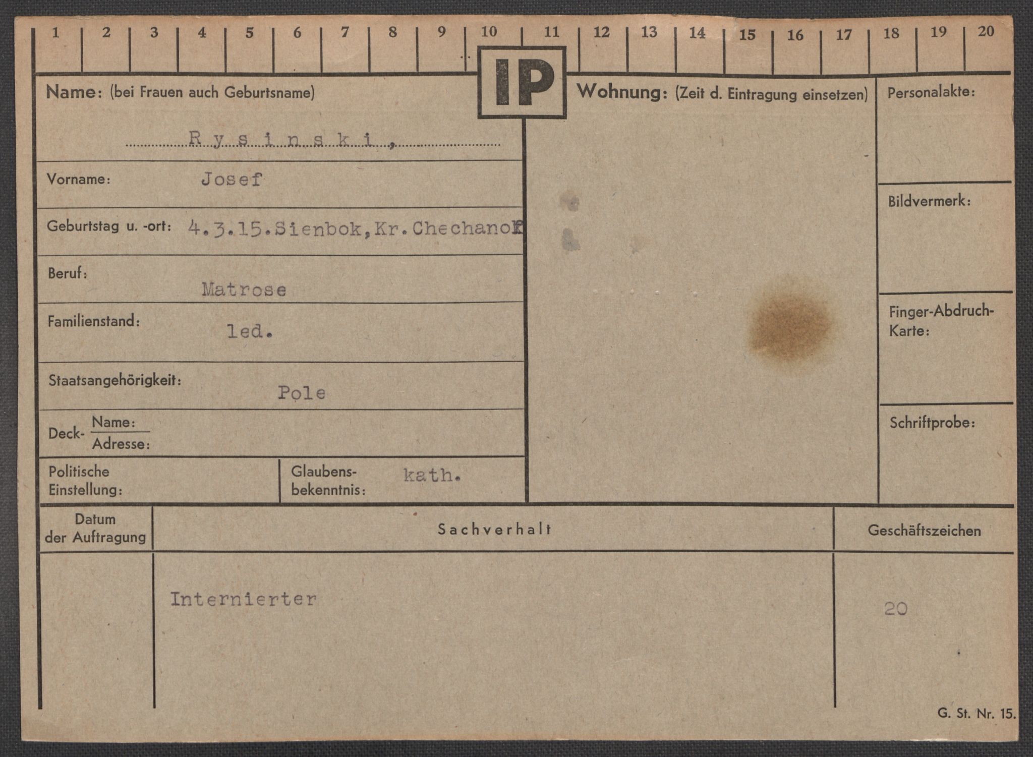 Befehlshaber der Sicherheitspolizei und des SD, AV/RA-RAFA-5969/E/Ea/Eaa/L0009: Register over norske fanger i Møllergata 19: Ru-Sy, 1940-1945, s. 114