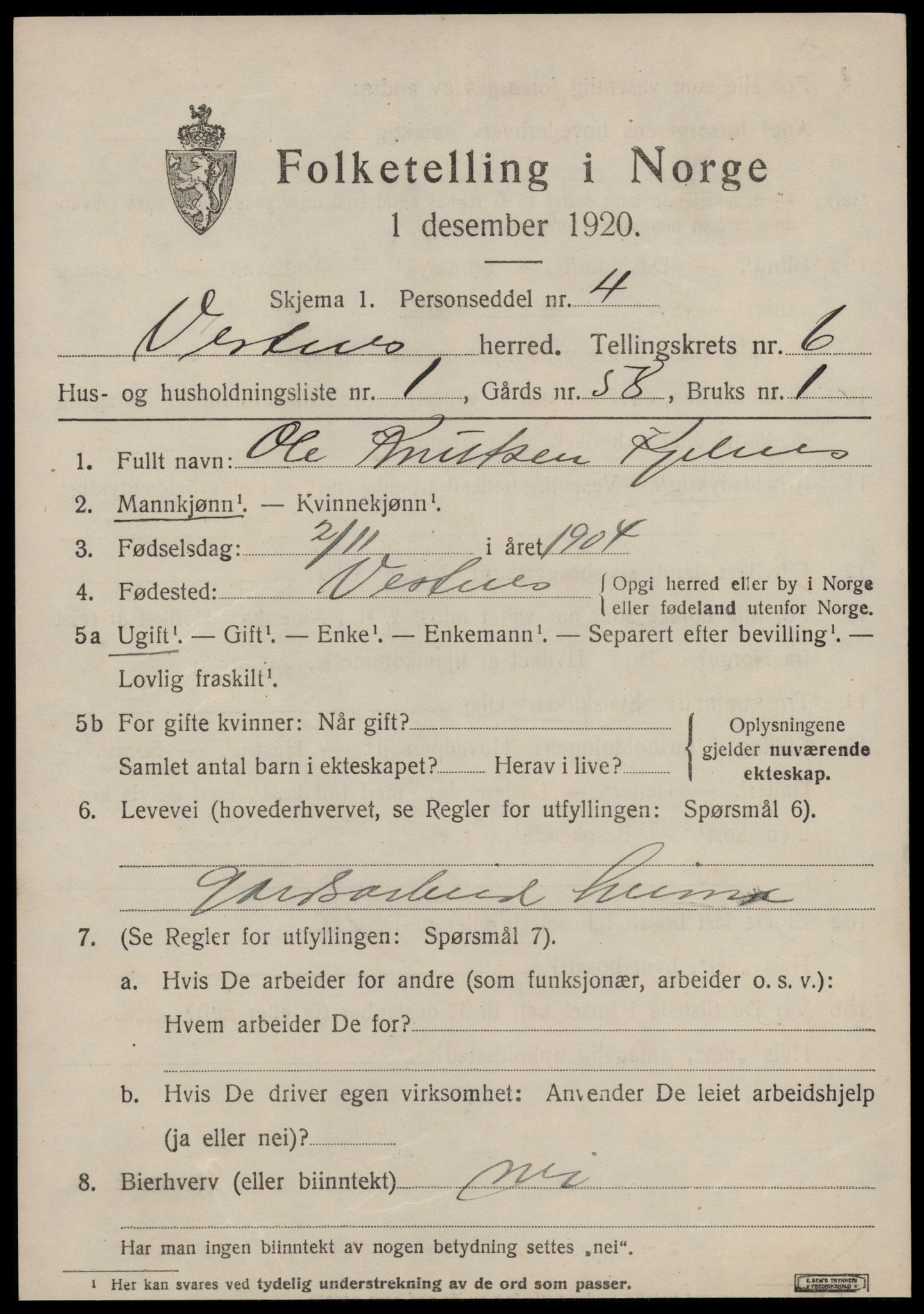 SAT, Folketelling 1920 for 1535 Vestnes herred, 1920, s. 4319