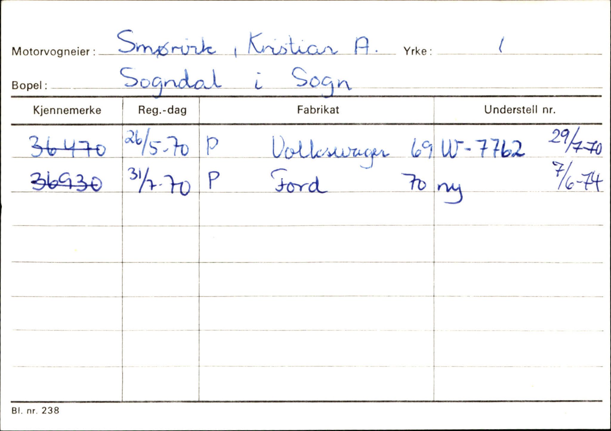 Statens vegvesen, Sogn og Fjordane vegkontor, SAB/A-5301/4/F/L0124: Eigarregister Sogndal A-U, 1945-1975, s. 2259