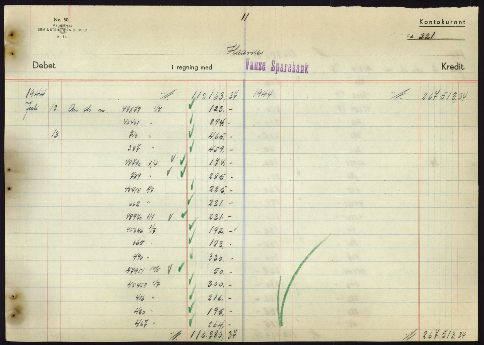 Forsvarsdepartementet, 10. kontor / Oppgjørskontoret, AV/RA-RAFA-1225/D/Db/L0180: Lista oppgjørskontor, 1942-1952, s. 2211