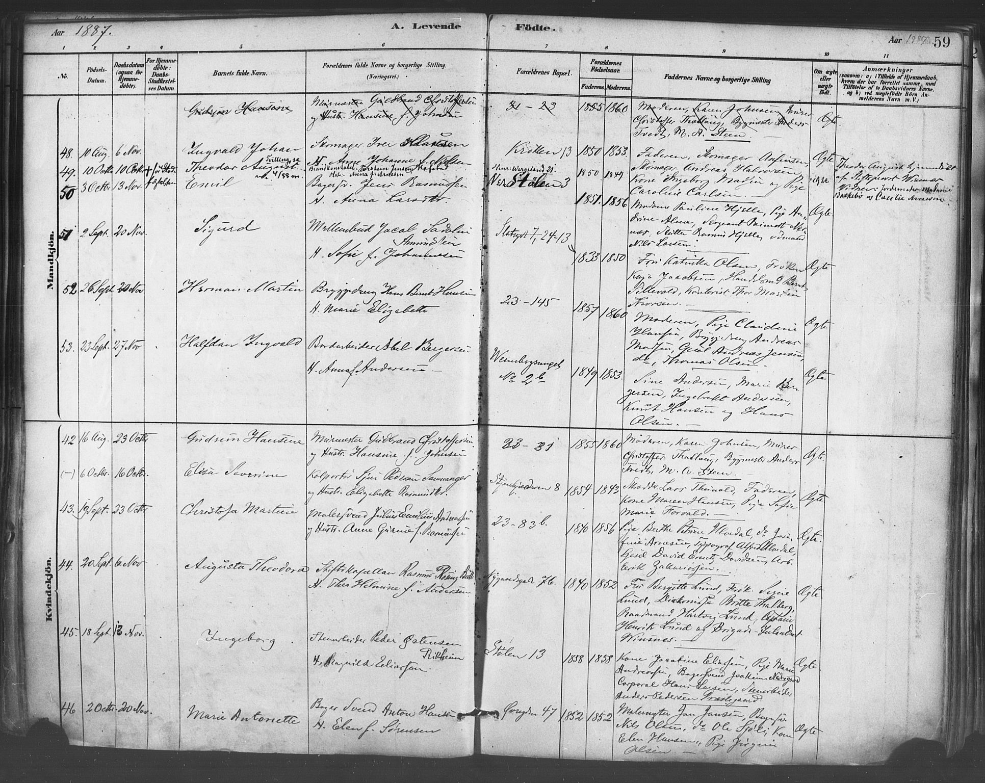 Mariakirken Sokneprestembete, AV/SAB-A-76901/H/Haa/L0007: Ministerialbok nr. A 7, 1878-1893, s. 59