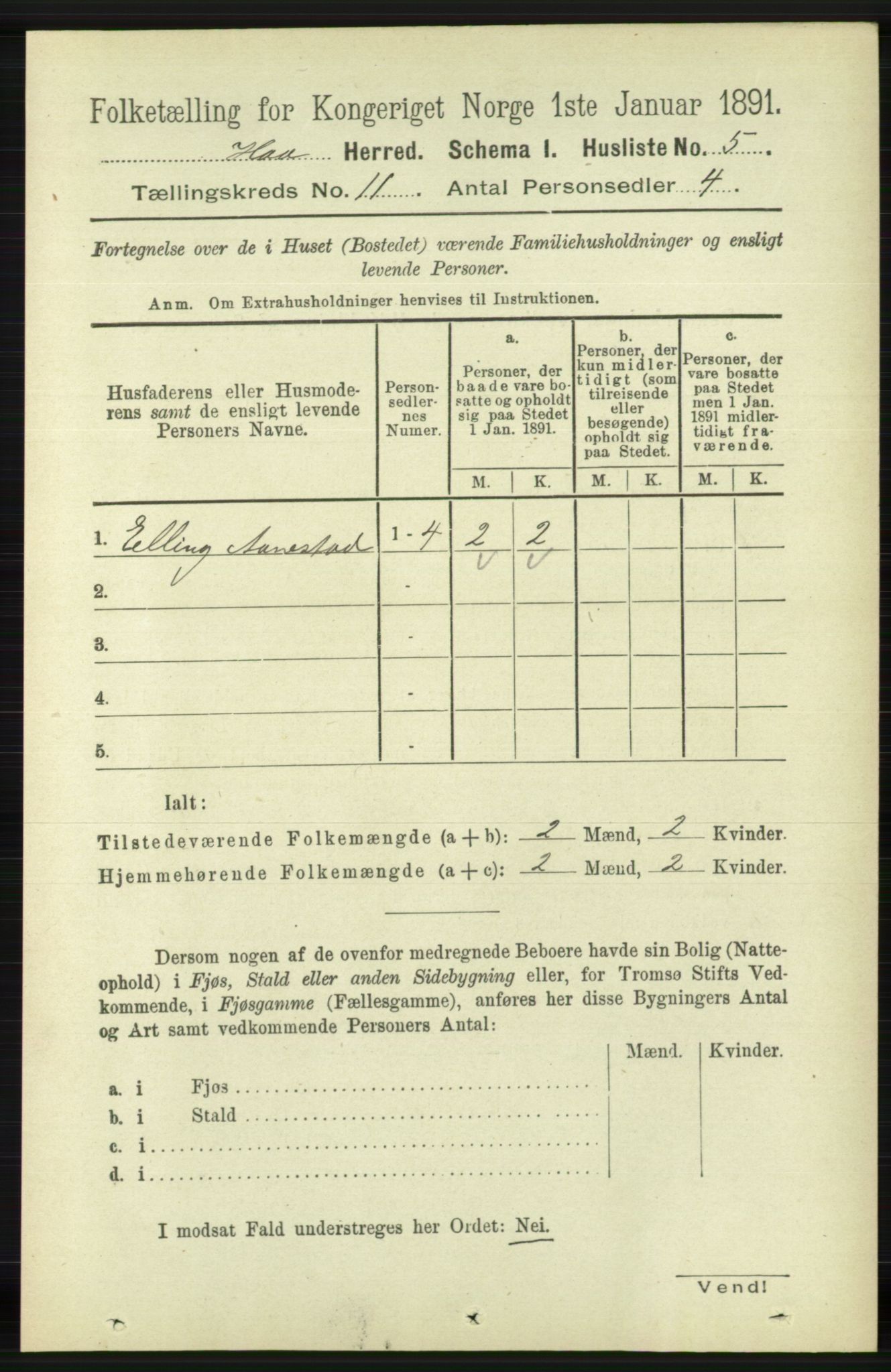 RA, Folketelling 1891 for 1119 Hå herred, 1891, s. 2598