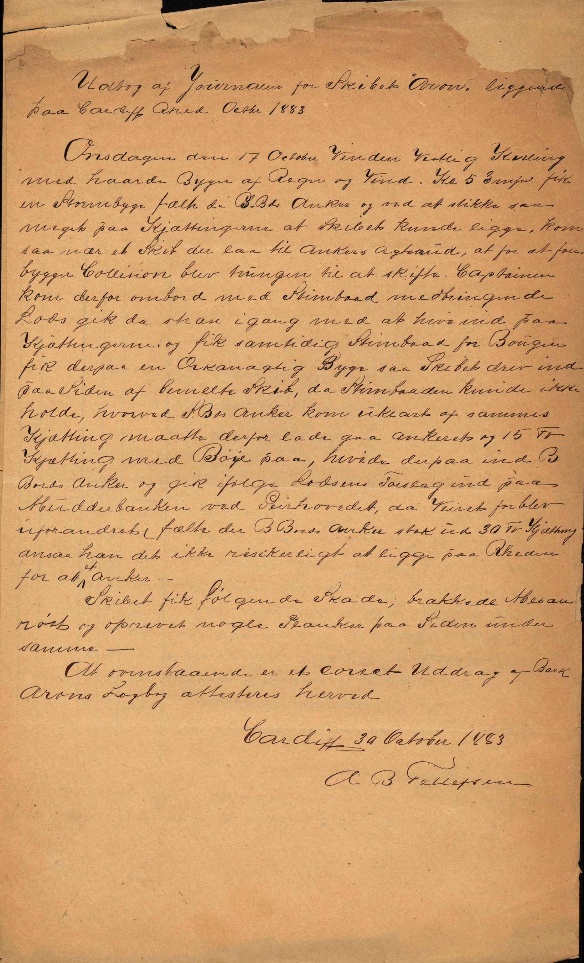 Pa 63 - Østlandske skibsassuranceforening, VEMU/A-1079/G/Ga/L0016/0016: Havaridokumenter / St. Petersburg, Ariel, B.M. Width, Aron, 1883, s. 23