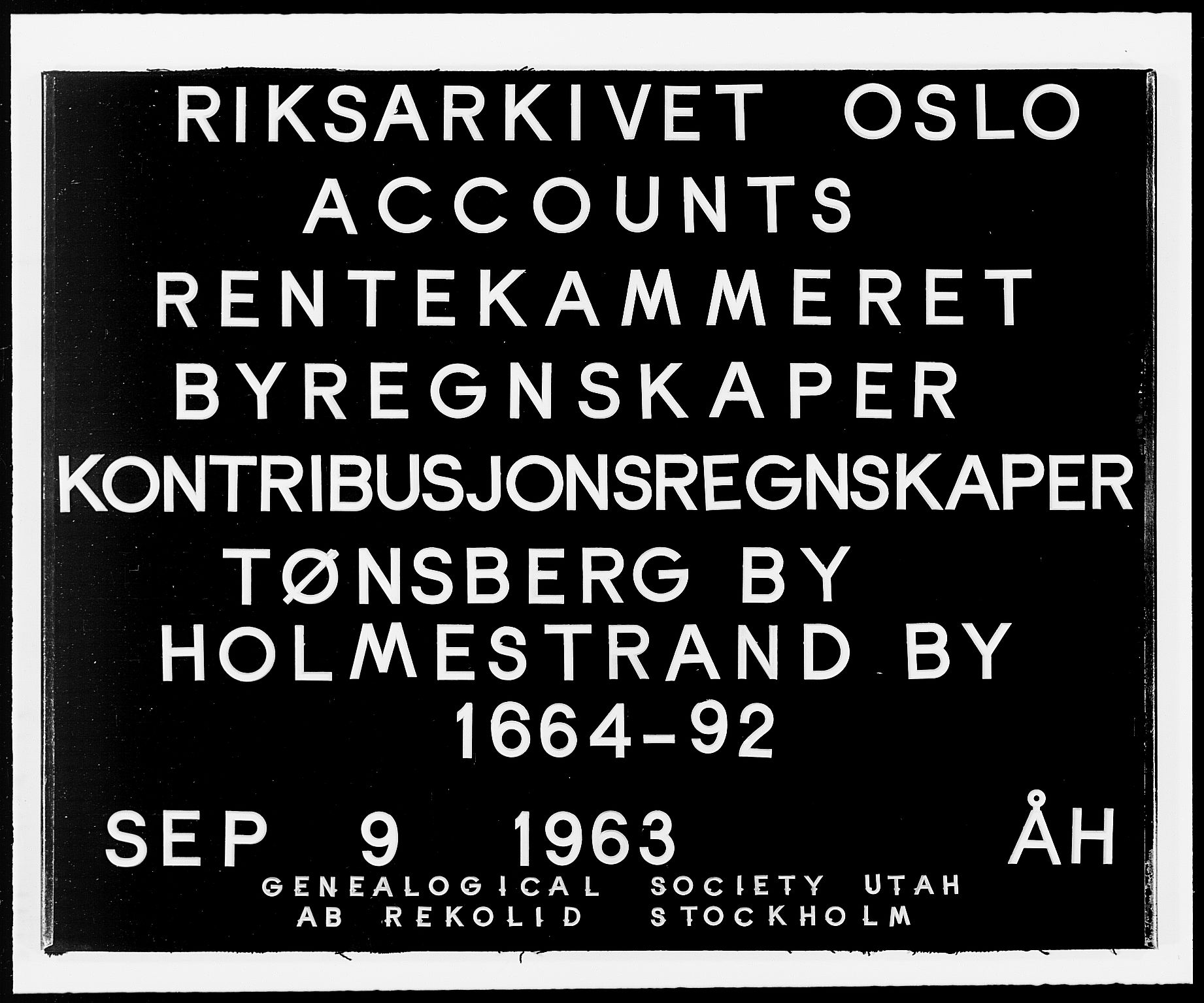 Rentekammeret inntil 1814, Reviderte regnskaper, Byregnskaper, RA/EA-4066/R/Rh/L0158: [H1] Kontribusjonsregnskap, 1664-1692, s. 1
