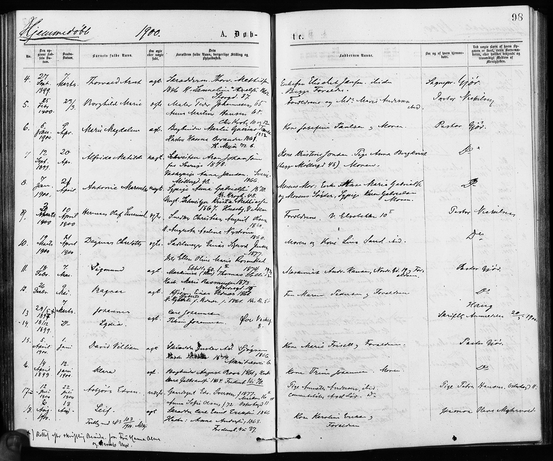 Jakob prestekontor Kirkebøker, AV/SAO-A-10850/F/Fa/L0001: Ministerialbok nr. 1, 1875-1924, s. 98