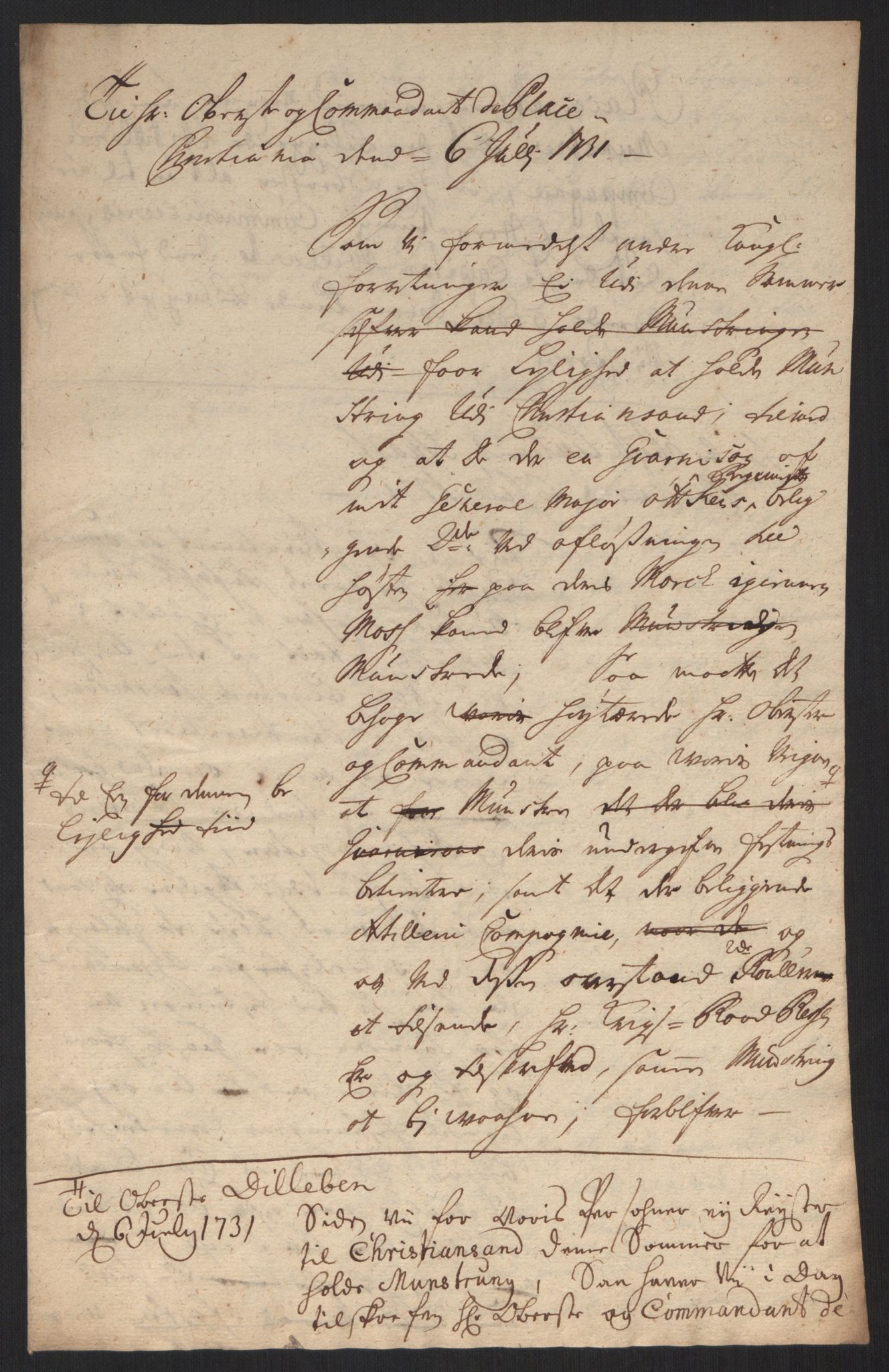 Kommanderende general (KG I) med Det norske krigsdirektorium, AV/RA-EA-5419/B/L0013: Kommanderende generals konsepter, 1730-1733, s. 89