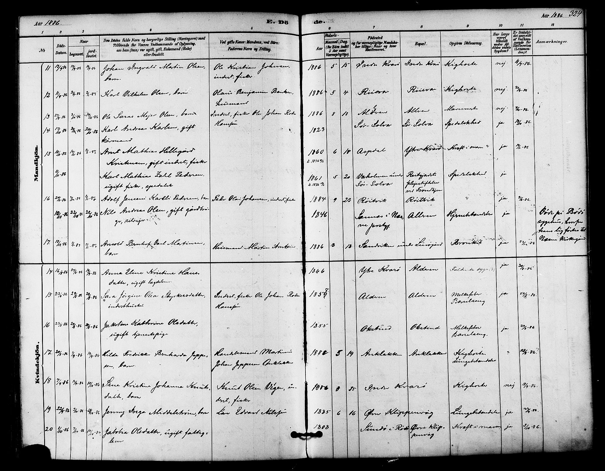 Ministerialprotokoller, klokkerbøker og fødselsregistre - Nordland, SAT/A-1459/839/L0568: Ministerialbok nr. 839A05, 1880-1902, s. 324