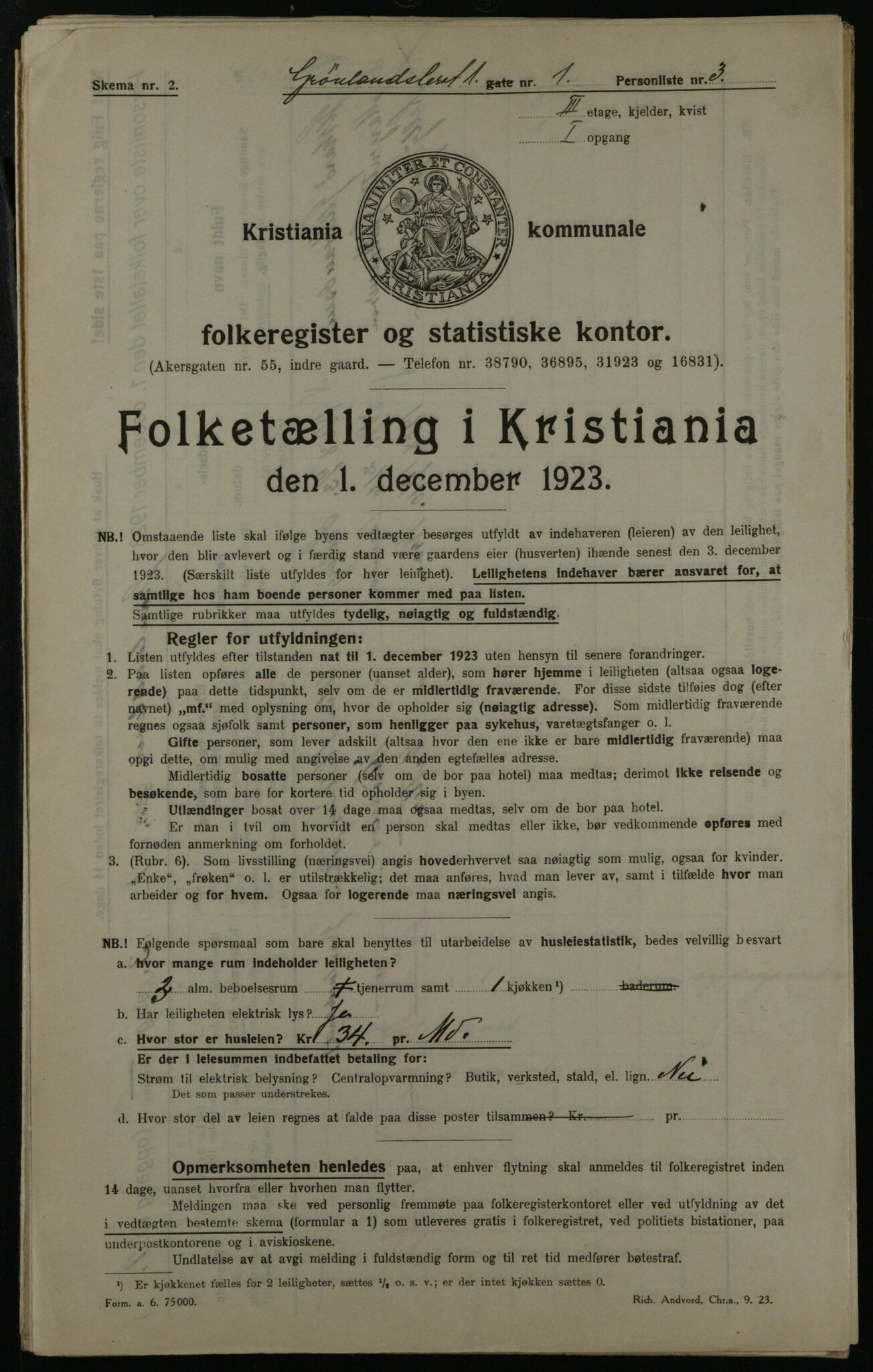 OBA, Kommunal folketelling 1.12.1923 for Kristiania, 1923, s. 35374