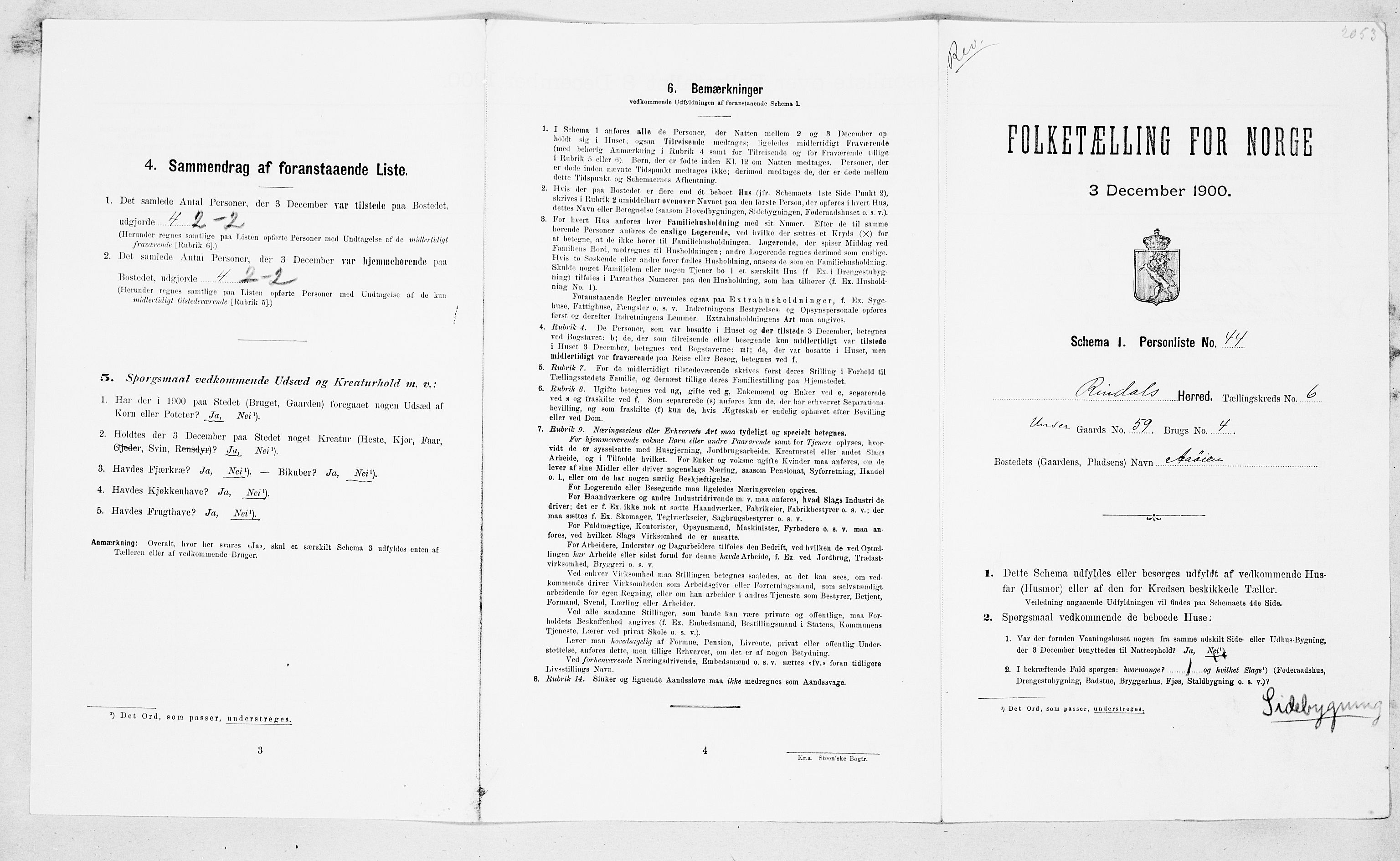 SAT, Folketelling 1900 for 1567 Rindal herred, 1900, s. 649