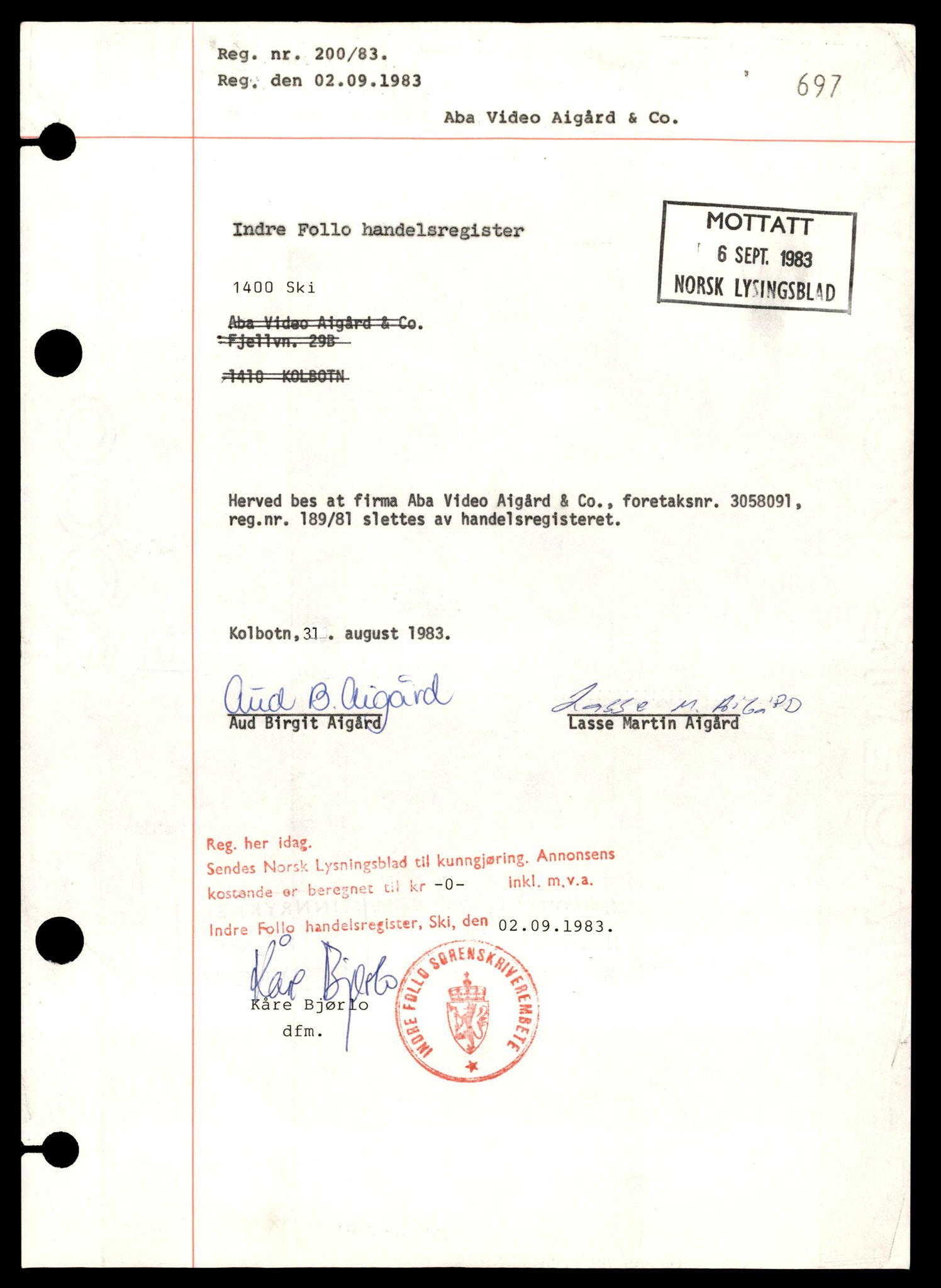 Indre Follo tingrett, AV/SAT-A-10086/K/Kb/Kba/L0001: Enkeltmannsforetak, A - Ce, 1944-1990, s. 1