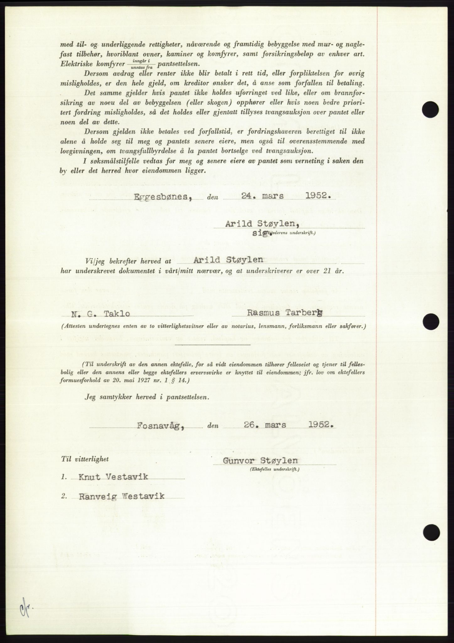 Søre Sunnmøre sorenskriveri, AV/SAT-A-4122/1/2/2C/L0121: Pantebok nr. 9B, 1951-1952, Dagboknr: 623/1952